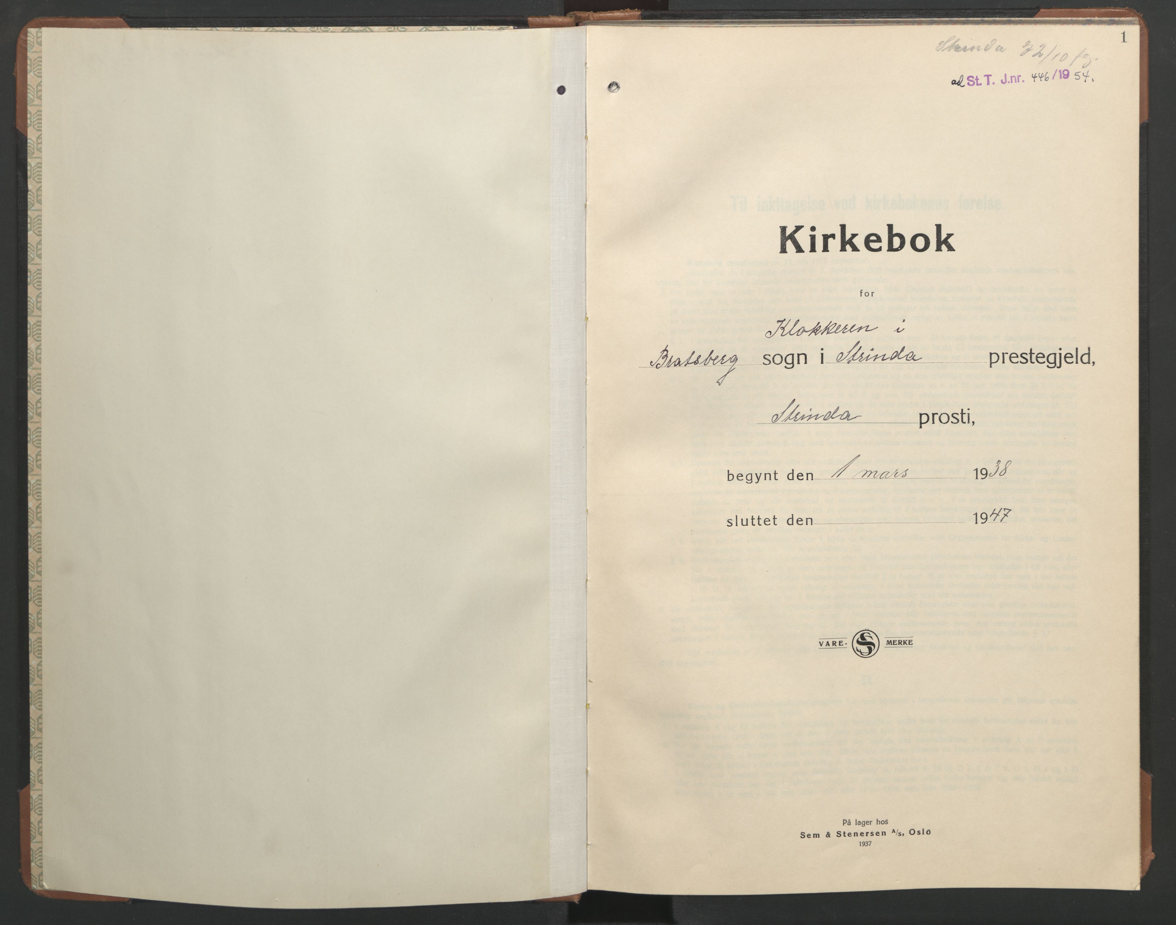 Ministerialprotokoller, klokkerbøker og fødselsregistre - Sør-Trøndelag, AV/SAT-A-1456/608/L0343: Parish register (copy) no. 608C09, 1938-1952, p. 1