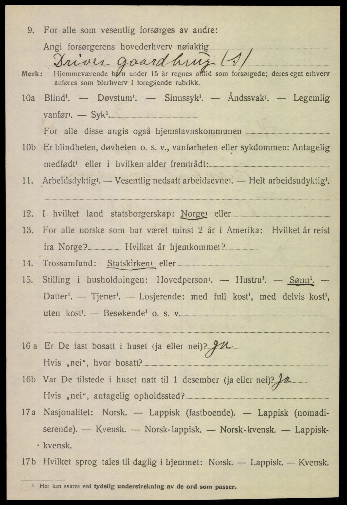 SAT, 1920 census for Steigen, 1920, p. 2753