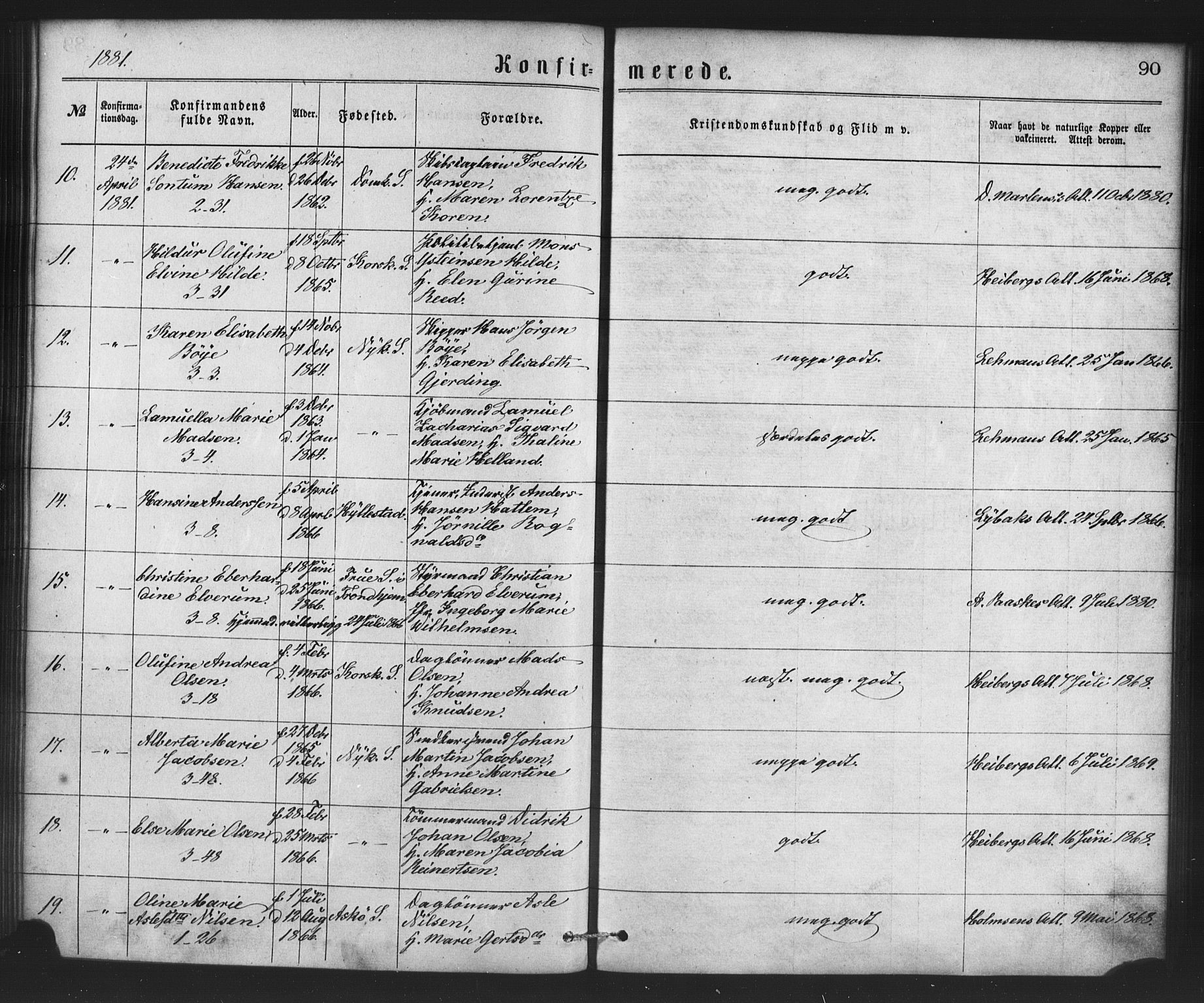 Nykirken Sokneprestembete, SAB/A-77101/H/Haa/L0026: Parish register (official) no. C 5, 1870-1886, p. 90