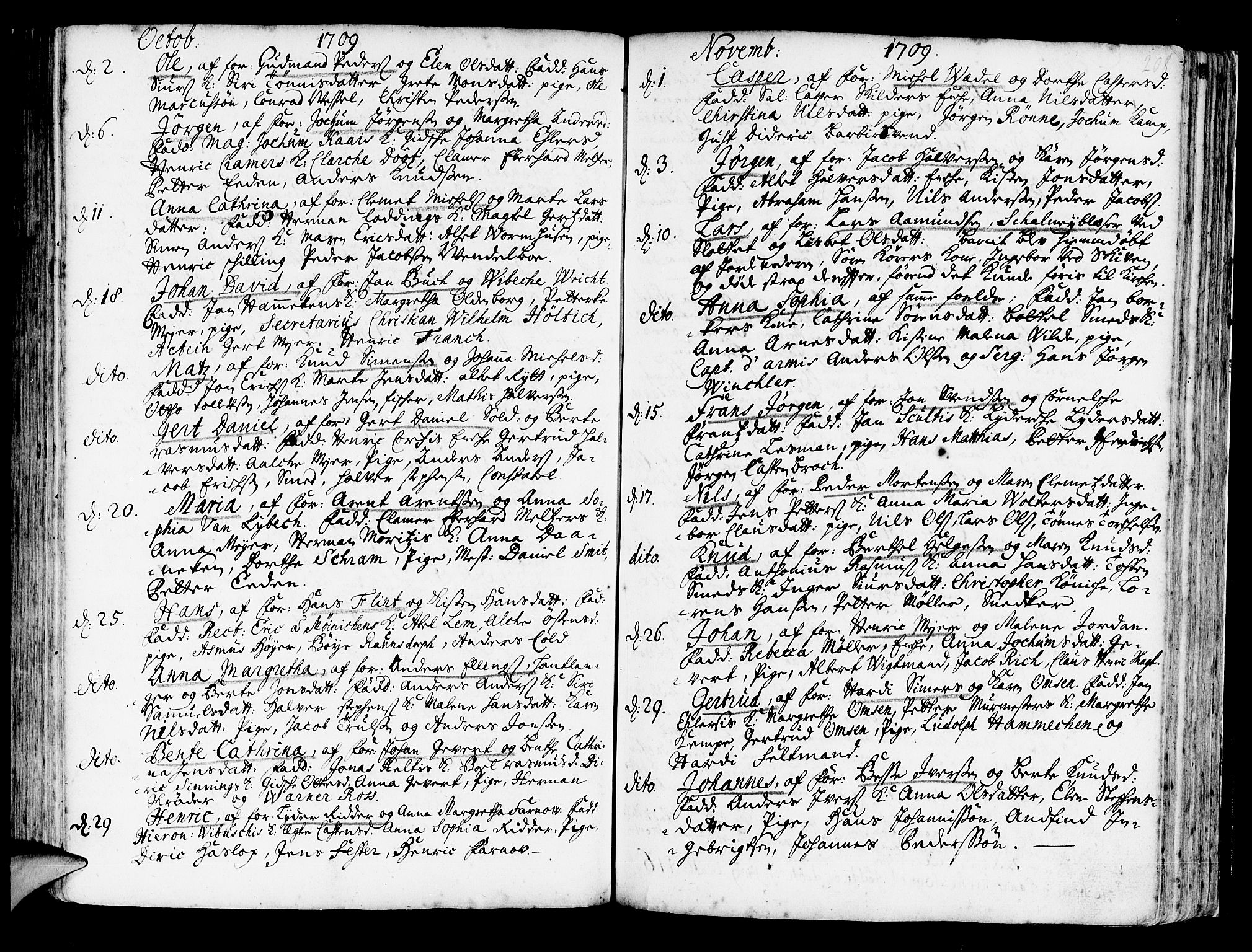 Korskirken sokneprestembete, SAB/A-76101/H/Haa/L0003: Parish register (official) no. A 3, 1698-1719, p. 208