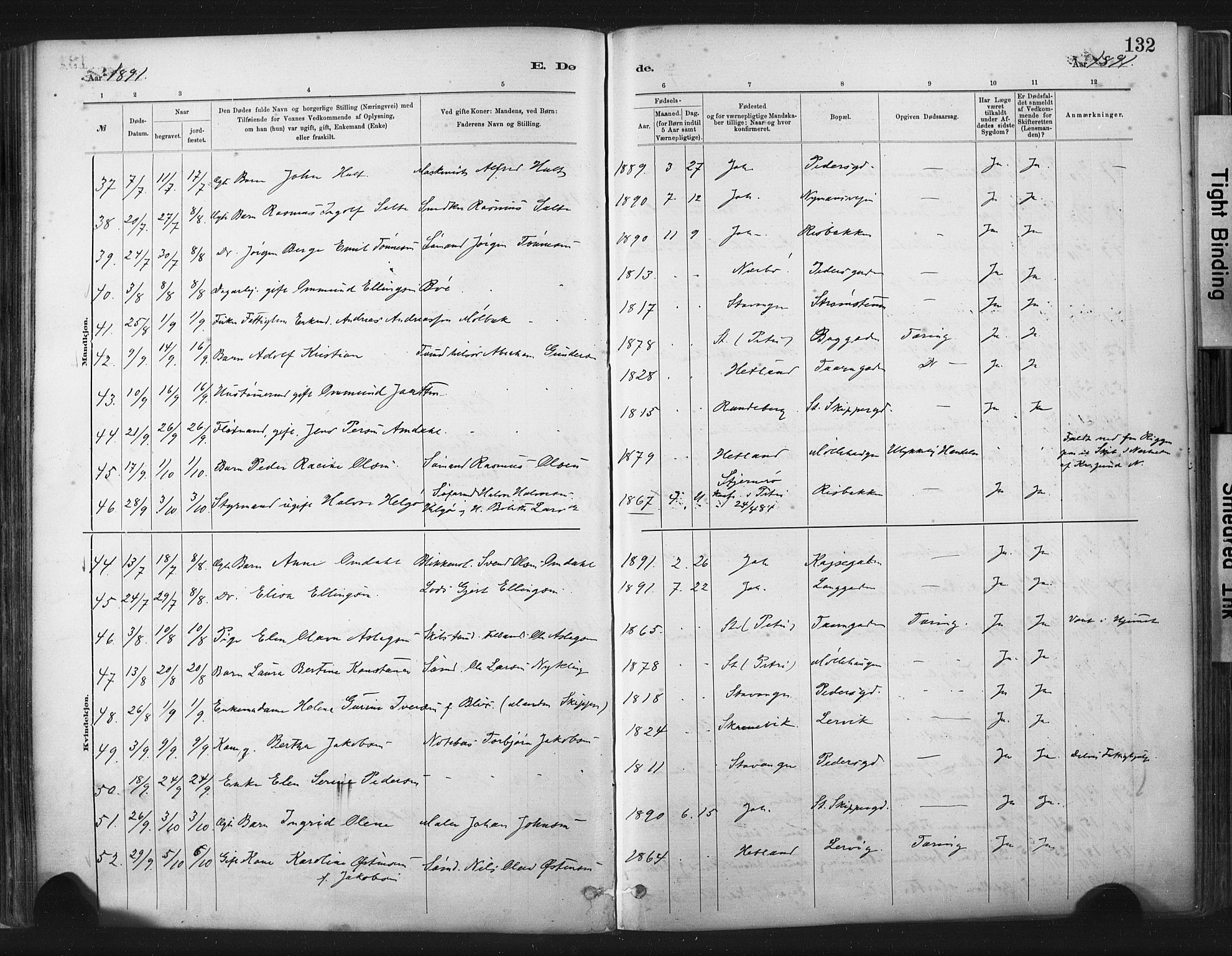 St. Johannes sokneprestkontor, SAST/A-101814/001/30/30BA/L0003: Parish register (official) no. A 3, 1885-1910, p. 132
