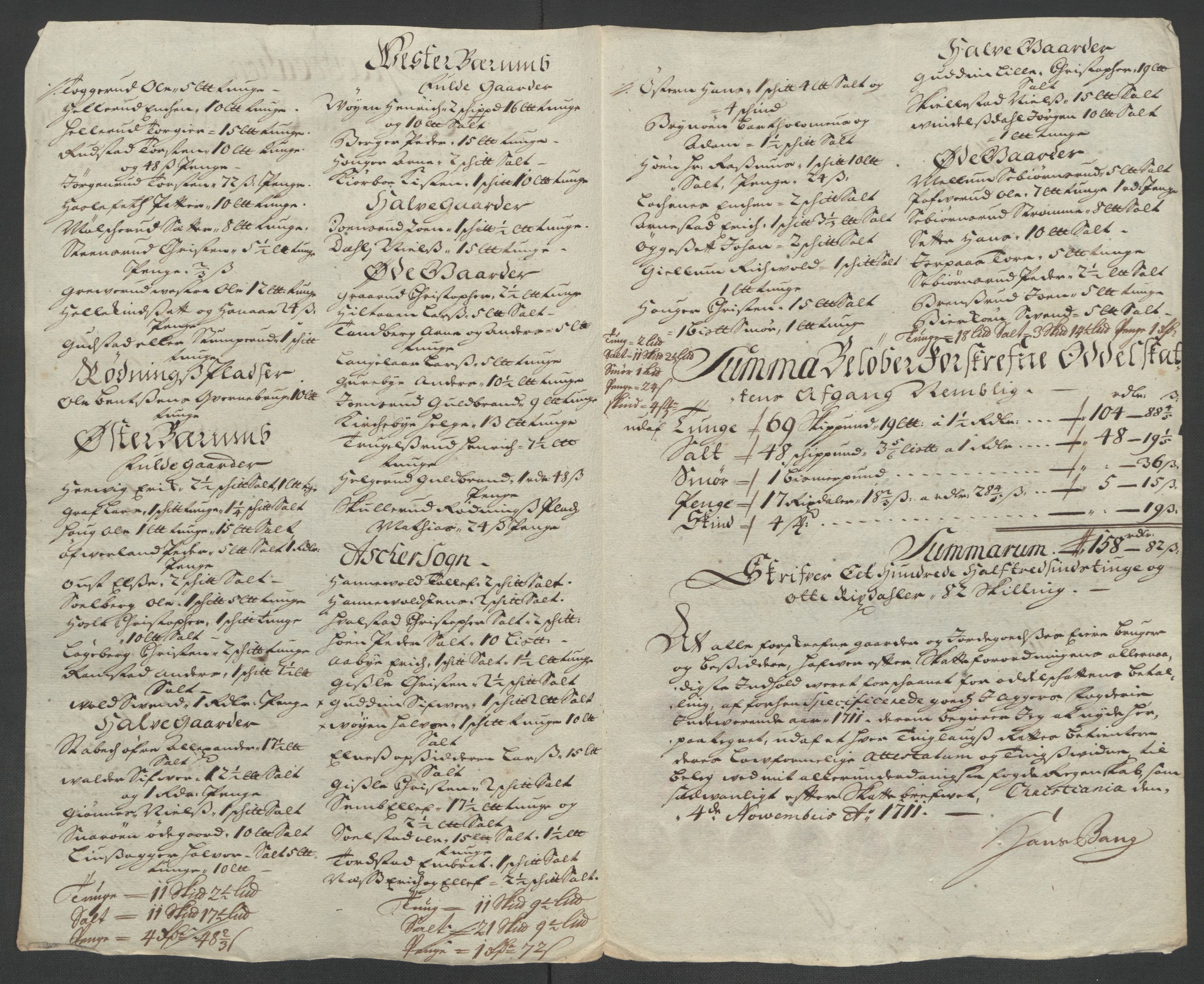 Rentekammeret inntil 1814, Reviderte regnskaper, Fogderegnskap, AV/RA-EA-4092/R10/L0448: Fogderegnskap Aker og Follo, 1710-1711, p. 340