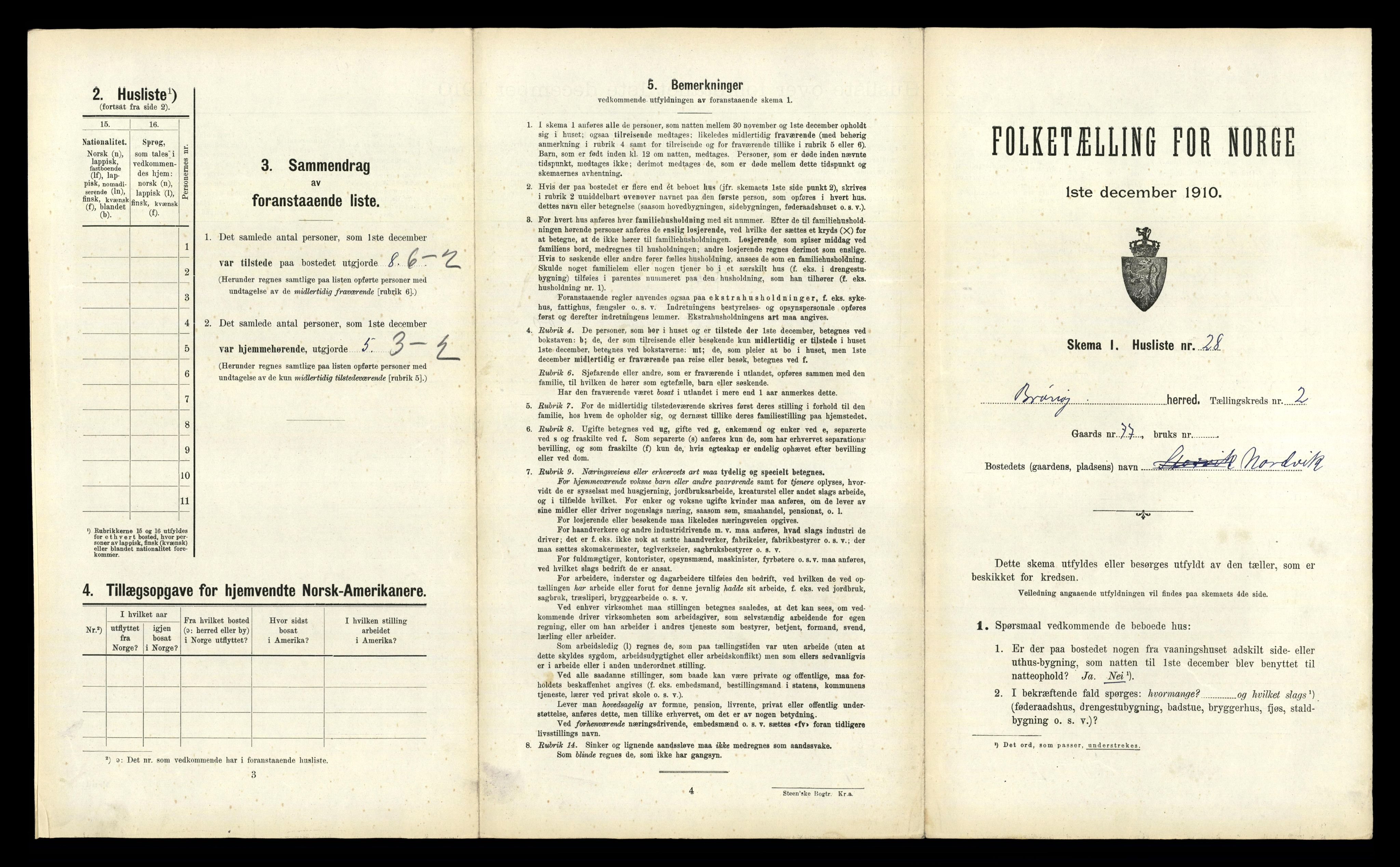 RA, 1910 census for Brønnøy, 1910, p. 179