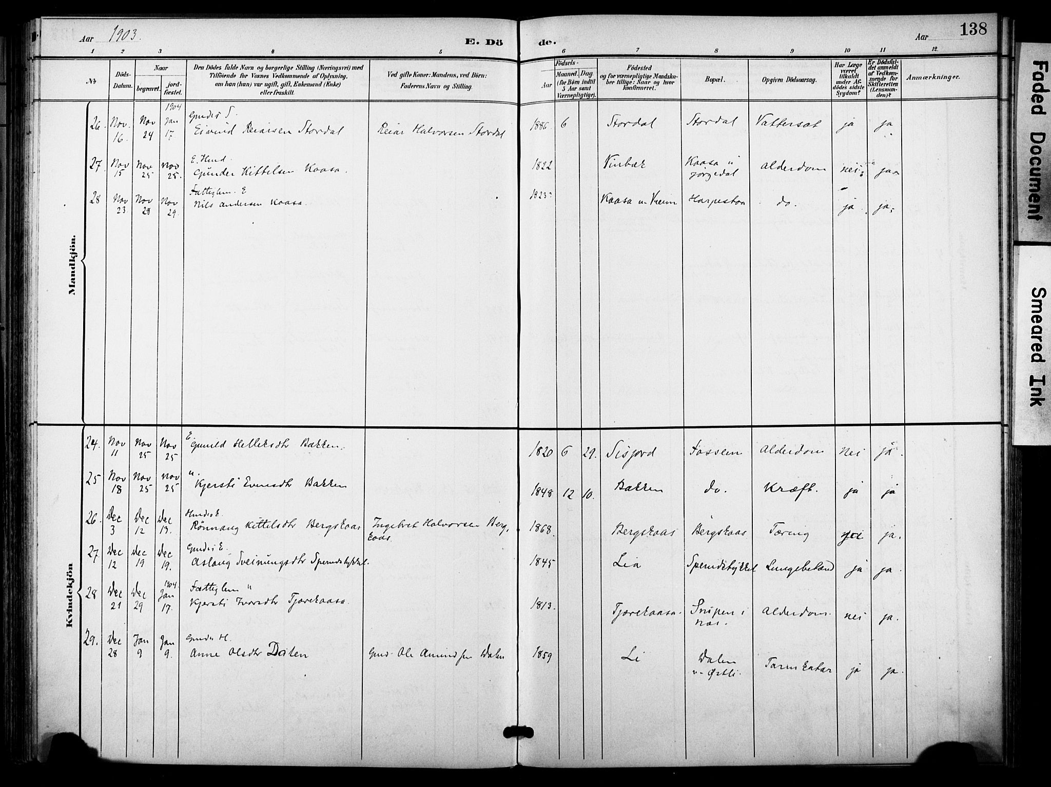 Bø kirkebøker, AV/SAKO-A-257/F/Fa/L0012: Parish register (official) no. 12, 1900-1908, p. 138