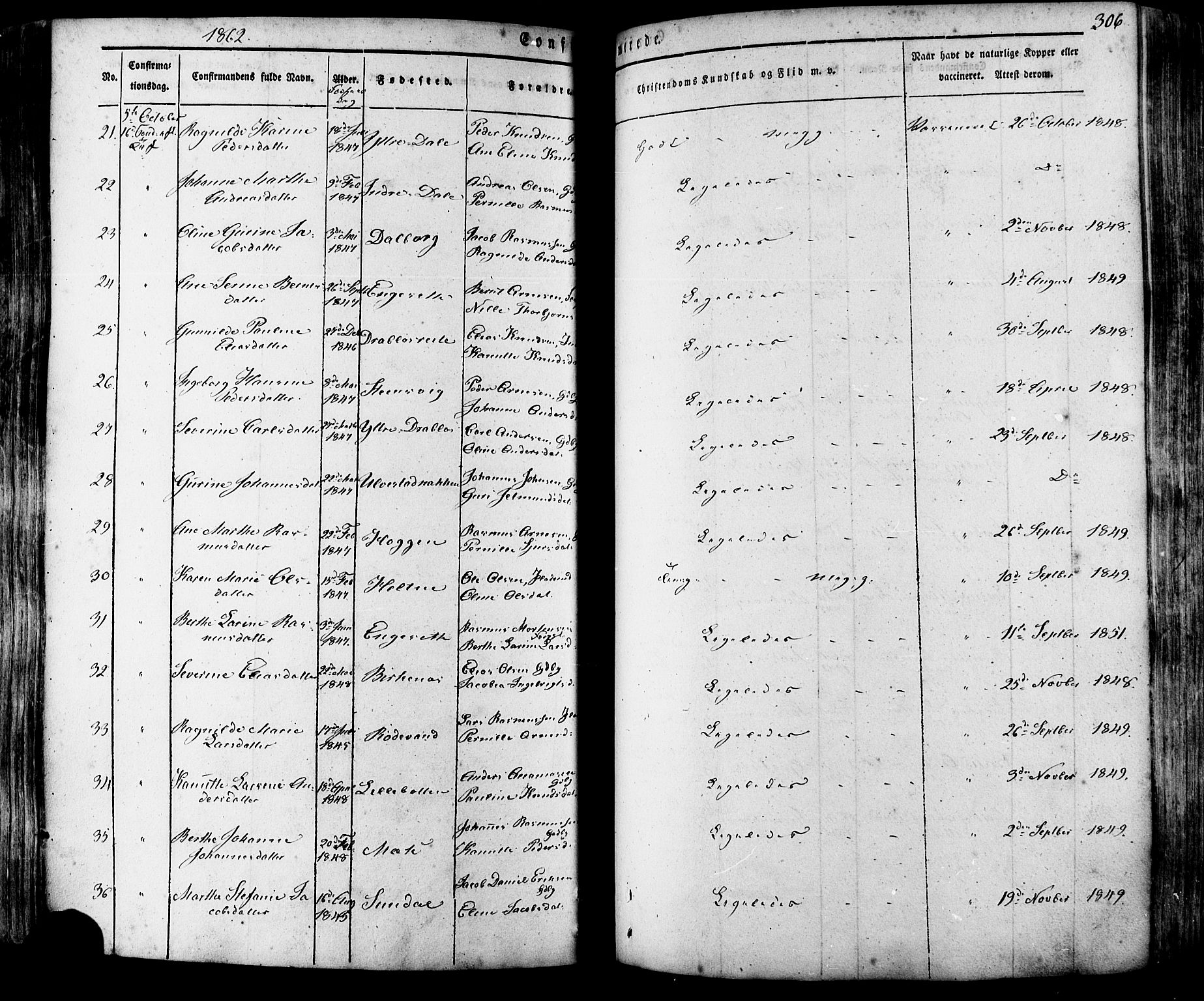 Ministerialprotokoller, klokkerbøker og fødselsregistre - Møre og Romsdal, AV/SAT-A-1454/511/L0140: Parish register (official) no. 511A07, 1851-1878, p. 306