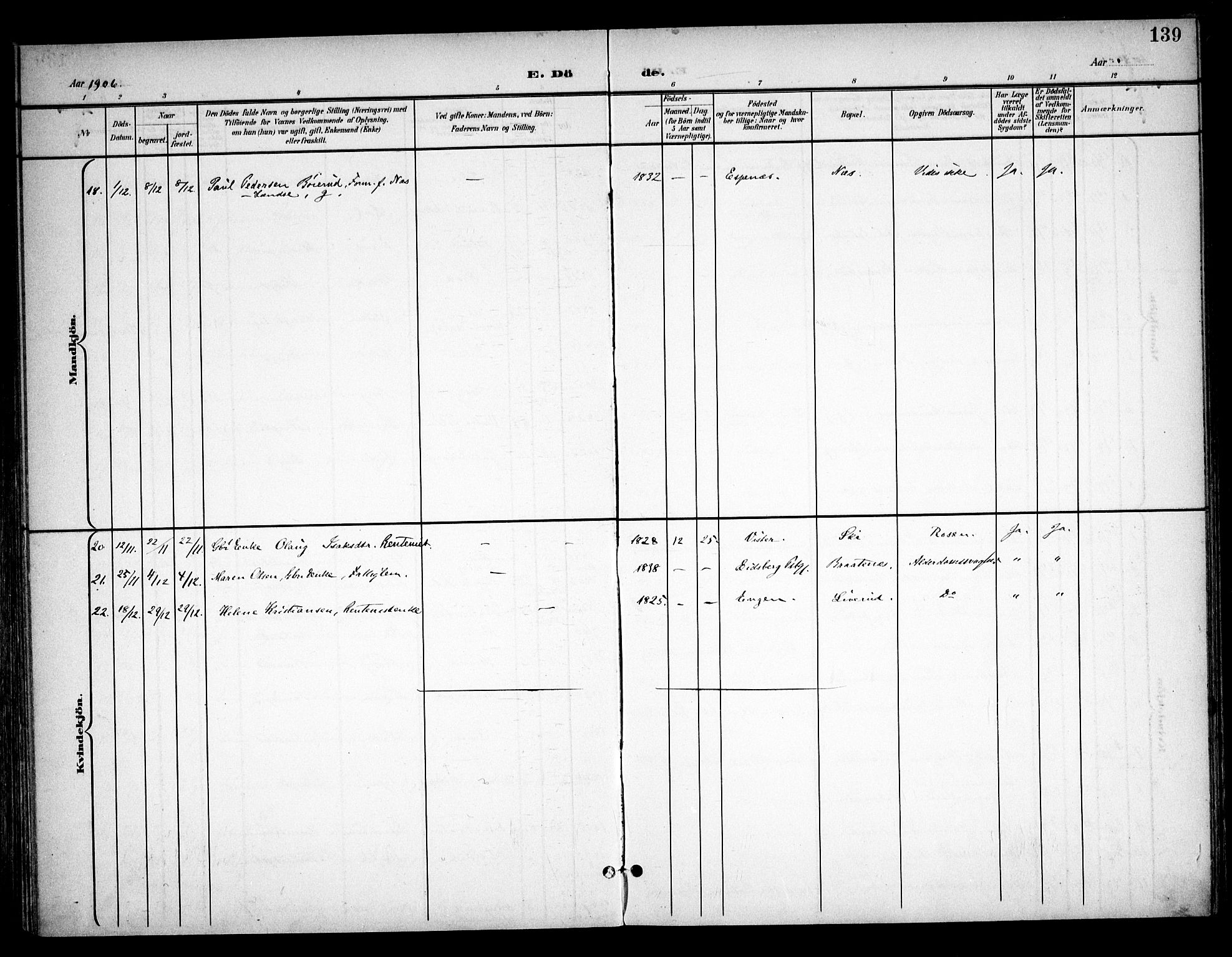 Skiptvet prestekontor Kirkebøker, AV/SAO-A-20009/F/Fa/L0011: Parish register (official) no. 11, 1901-1913, p. 139