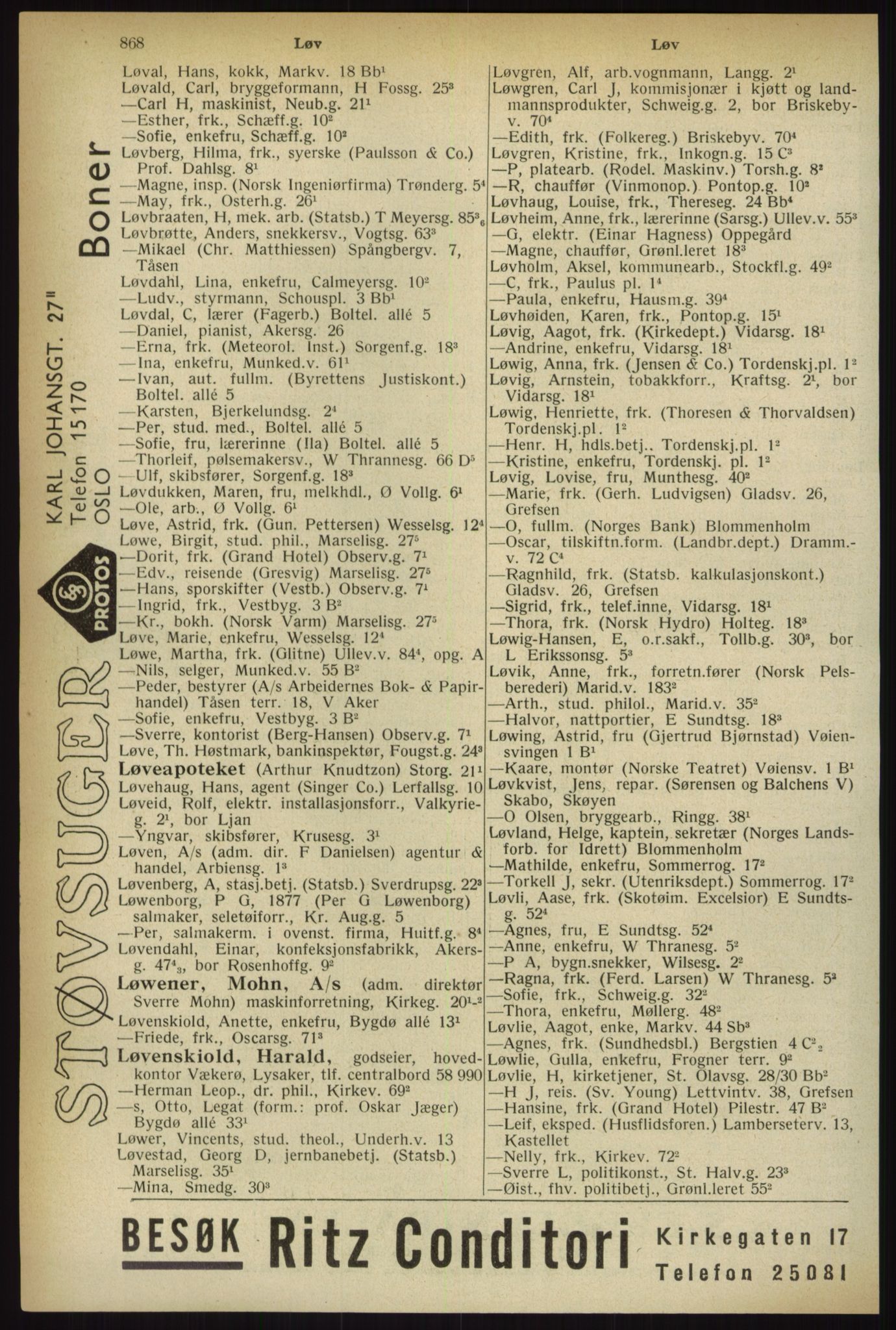 Kristiania/Oslo adressebok, PUBL/-, 1933, p. 868