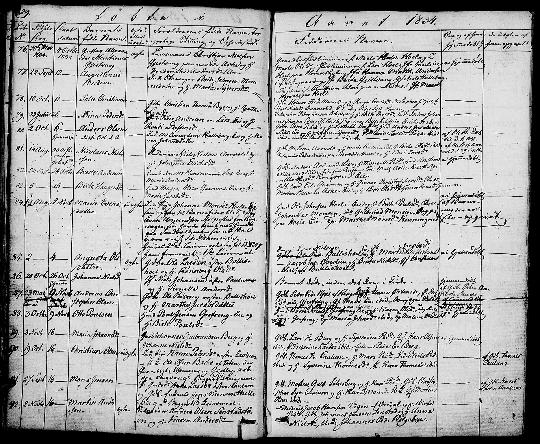 Nes prestekontor, Hedmark, AV/SAH-PREST-020/K/Ka/L0003: Parish register (official) no. 3, 1827-1851, p. 29