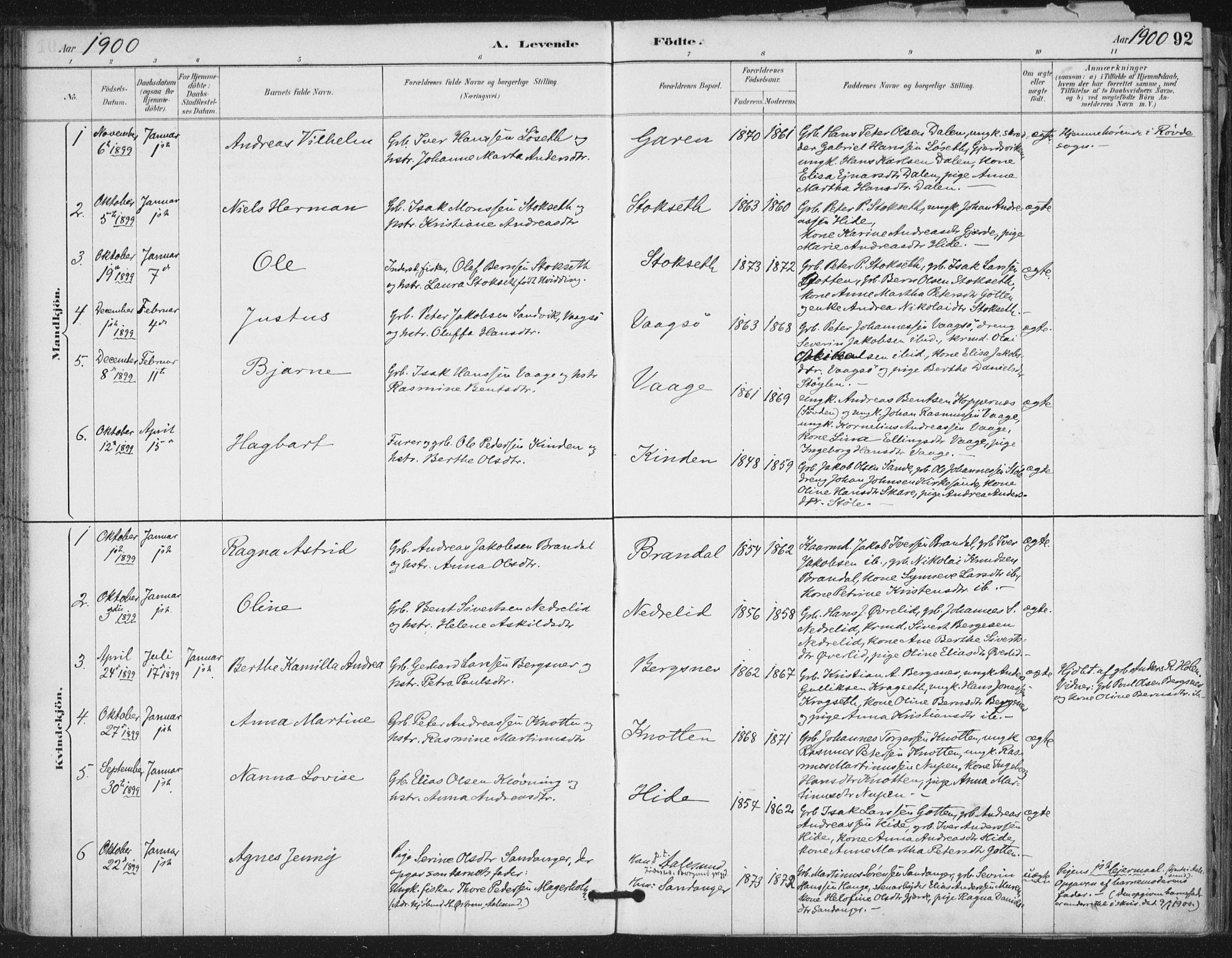 Ministerialprotokoller, klokkerbøker og fødselsregistre - Møre og Romsdal, SAT/A-1454/503/L0037: Parish register (official) no. 503A05, 1884-1900, p. 92