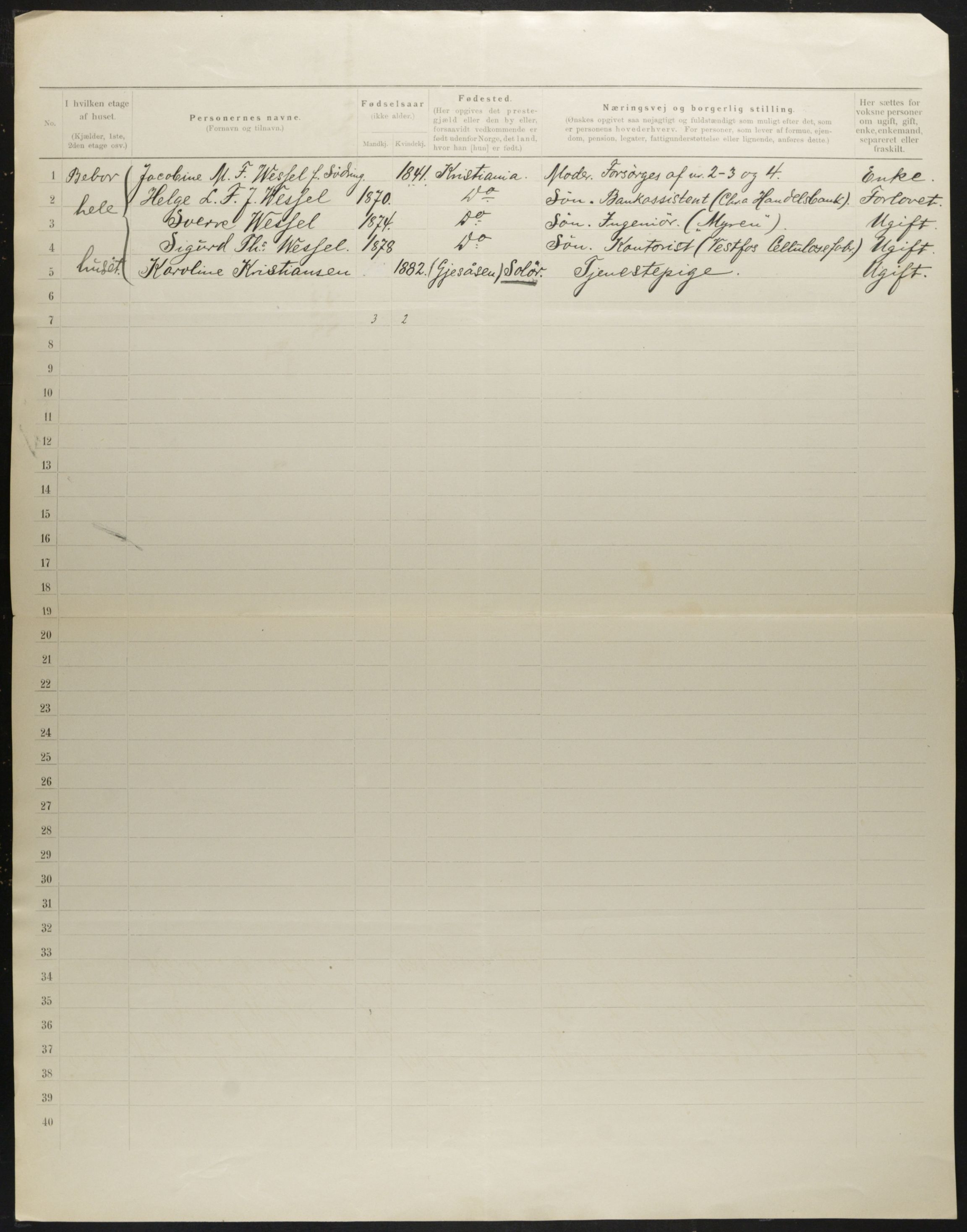 OBA, Municipal Census 1901 for Kristiania, 1901, p. 304