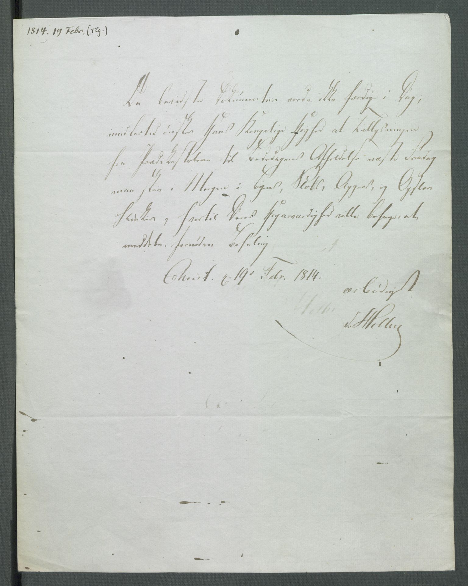 Forskjellige samlinger, Historisk-kronologisk samling, AV/RA-EA-4029/G/Ga/L0009A: Historisk-kronologisk samling. Dokumenter fra januar og ut september 1814. , 1814, p. 9