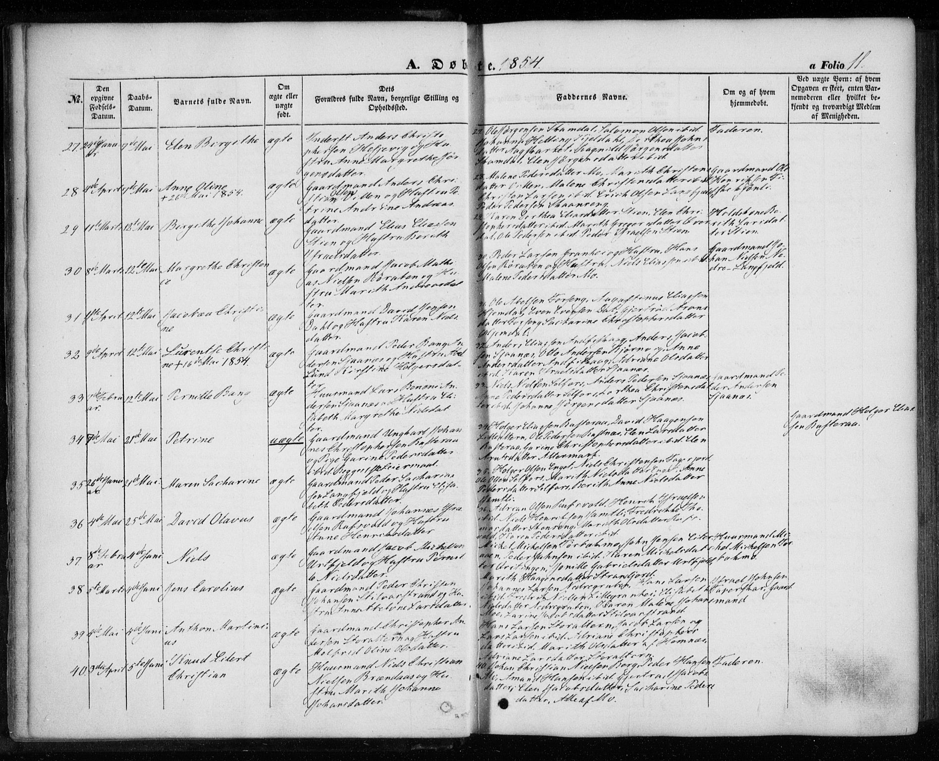Ministerialprotokoller, klokkerbøker og fødselsregistre - Nordland, AV/SAT-A-1459/827/L0392: Parish register (official) no. 827A04, 1853-1866, p. 11