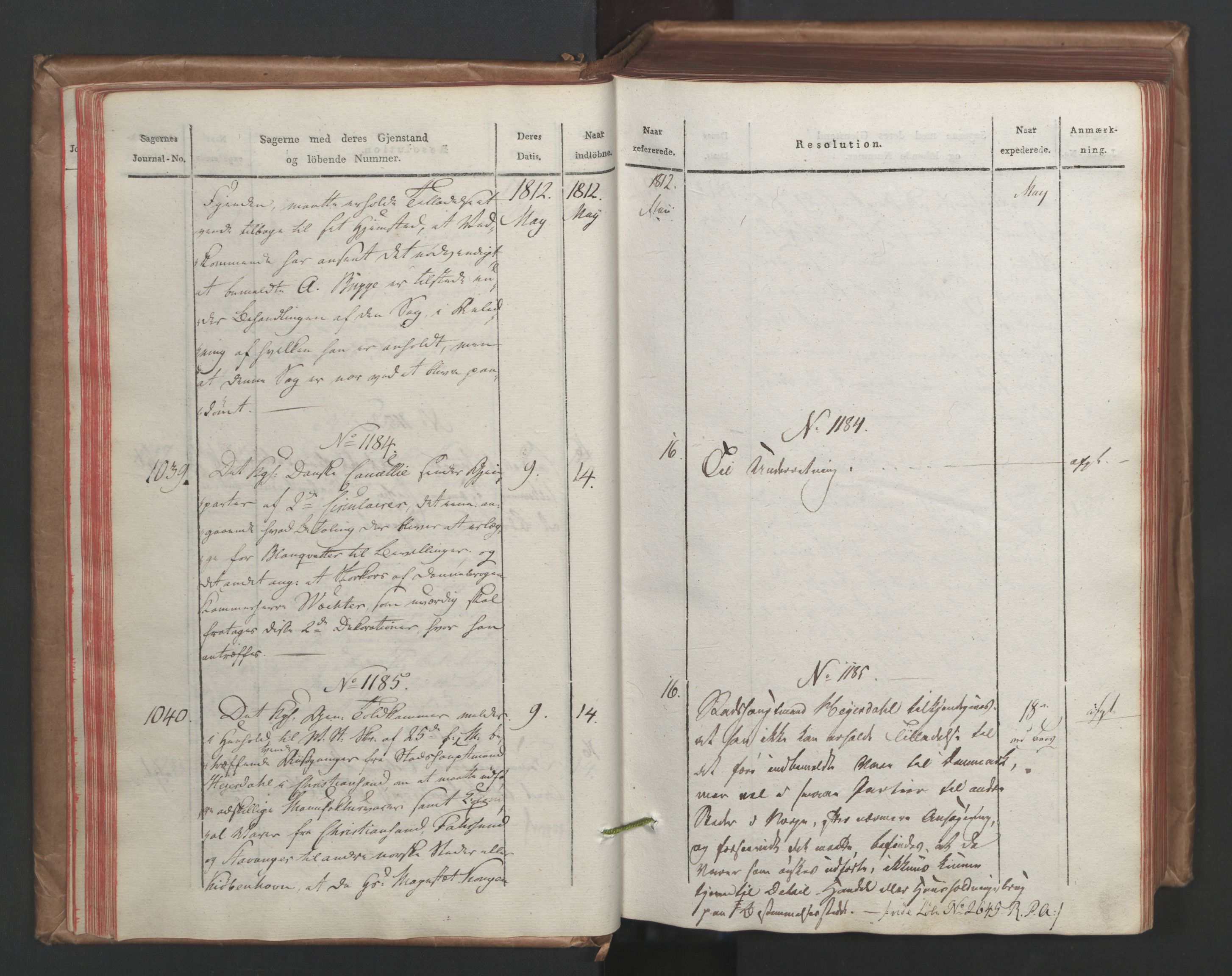 Stattholderembetet 1810-1814, 1. kontor (Kontor A), AV/RA-EA-2872/Aa/L0003: Kollegial referatprotokoll,  j.nr. 995-1430,  l.nr. 1129-1710, 1812, p. 32