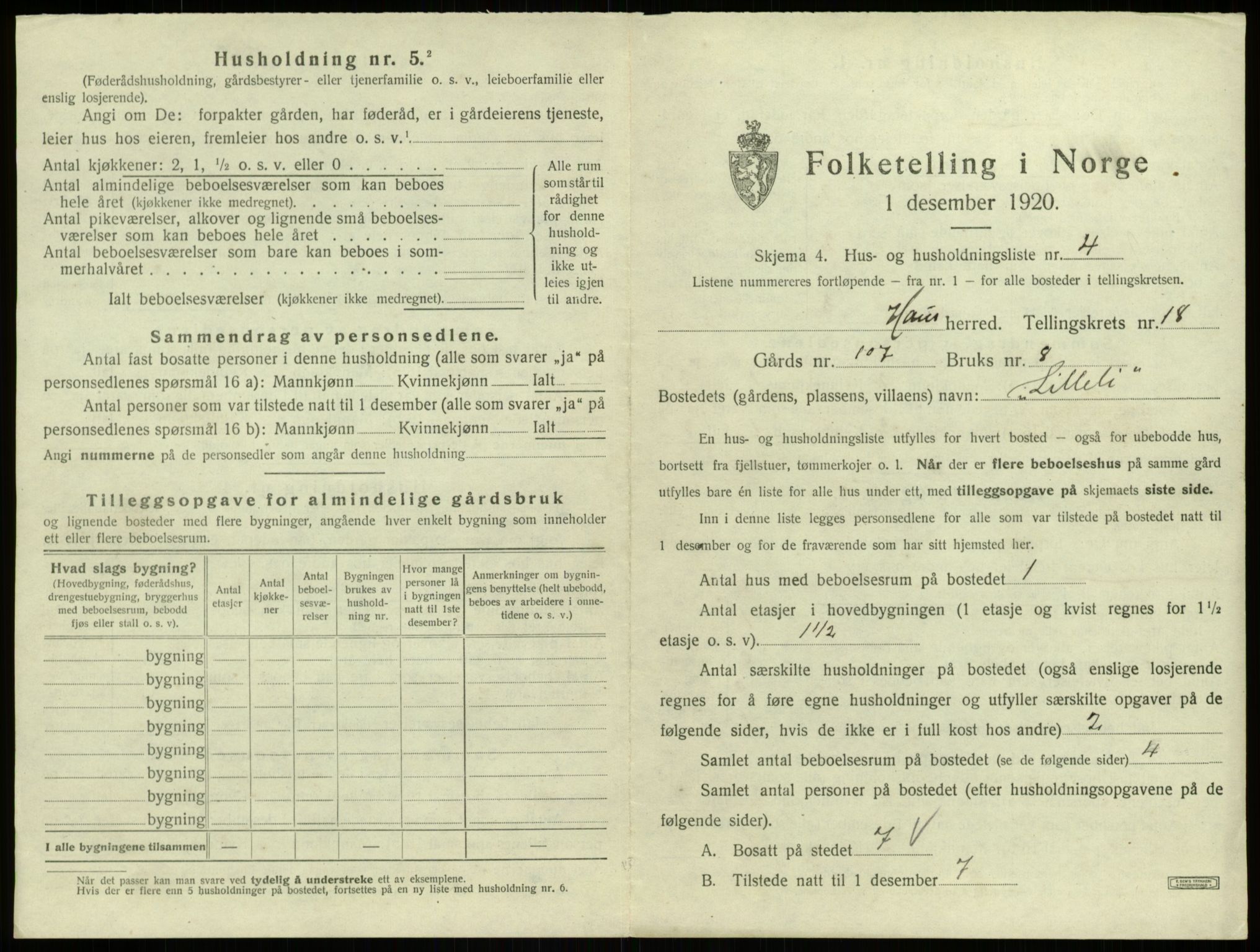 SAB, 1920 census for Haus, 1920, p. 1552