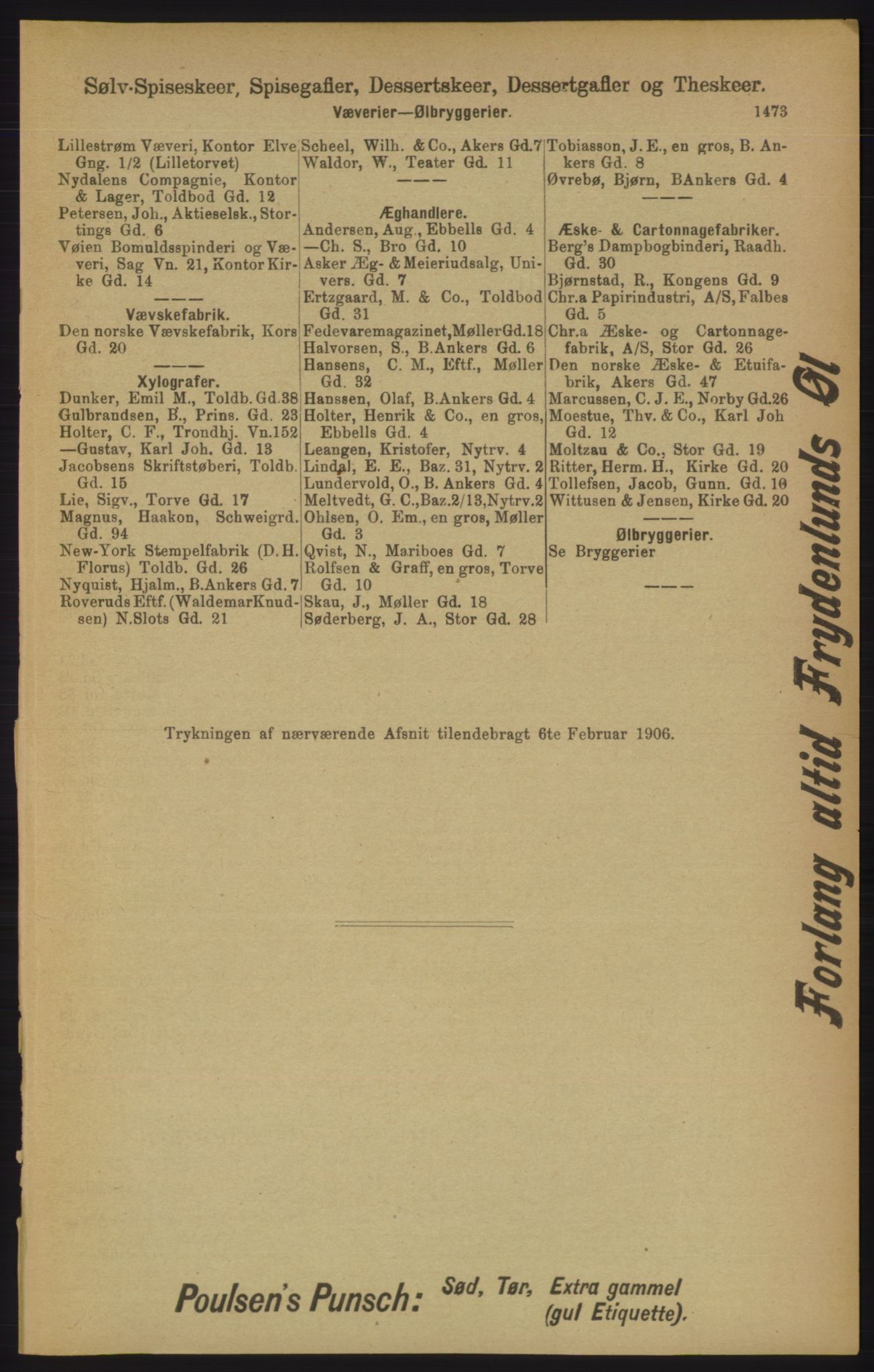 Kristiania/Oslo adressebok, PUBL/-, 1906, p. 1473