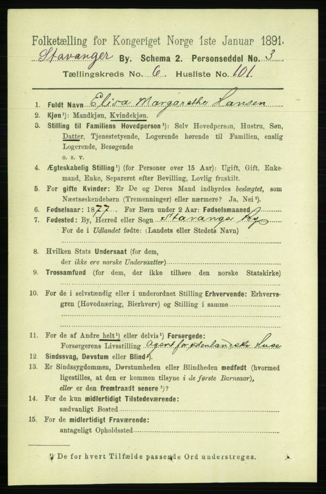 RA, 1891 census for 1103 Stavanger, 1891, p. 10899