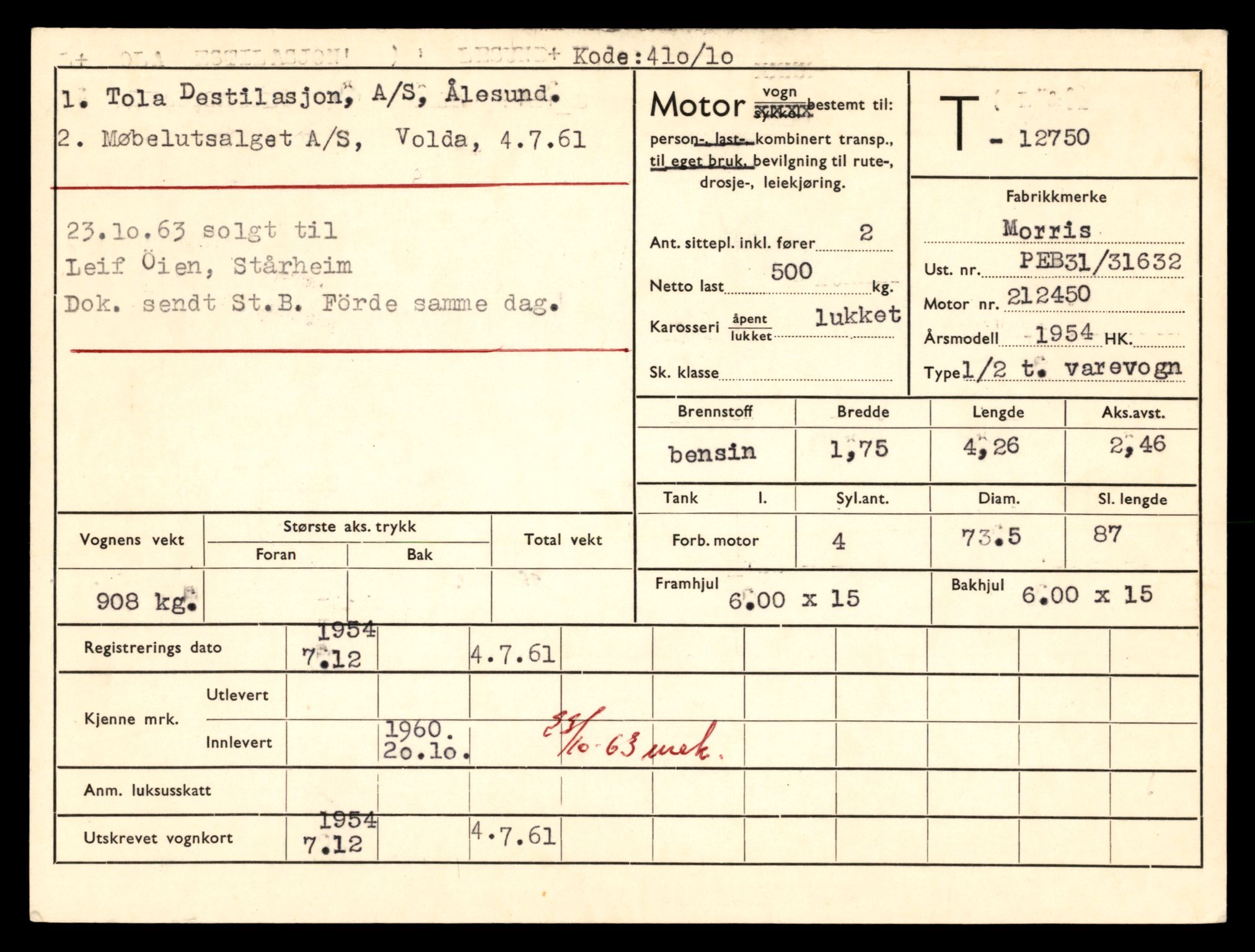 Møre og Romsdal vegkontor - Ålesund trafikkstasjon, AV/SAT-A-4099/F/Fe/L0035: Registreringskort for kjøretøy T 12653 - T 12829, 1927-1998, p. 1848