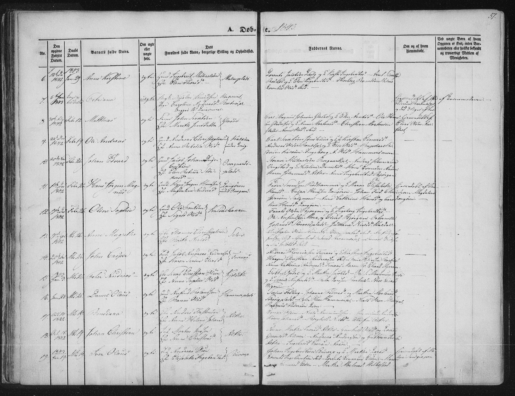 Ministerialprotokoller, klokkerbøker og fødselsregistre - Nord-Trøndelag, SAT/A-1458/741/L0392: Parish register (official) no. 741A06, 1836-1848, p. 57