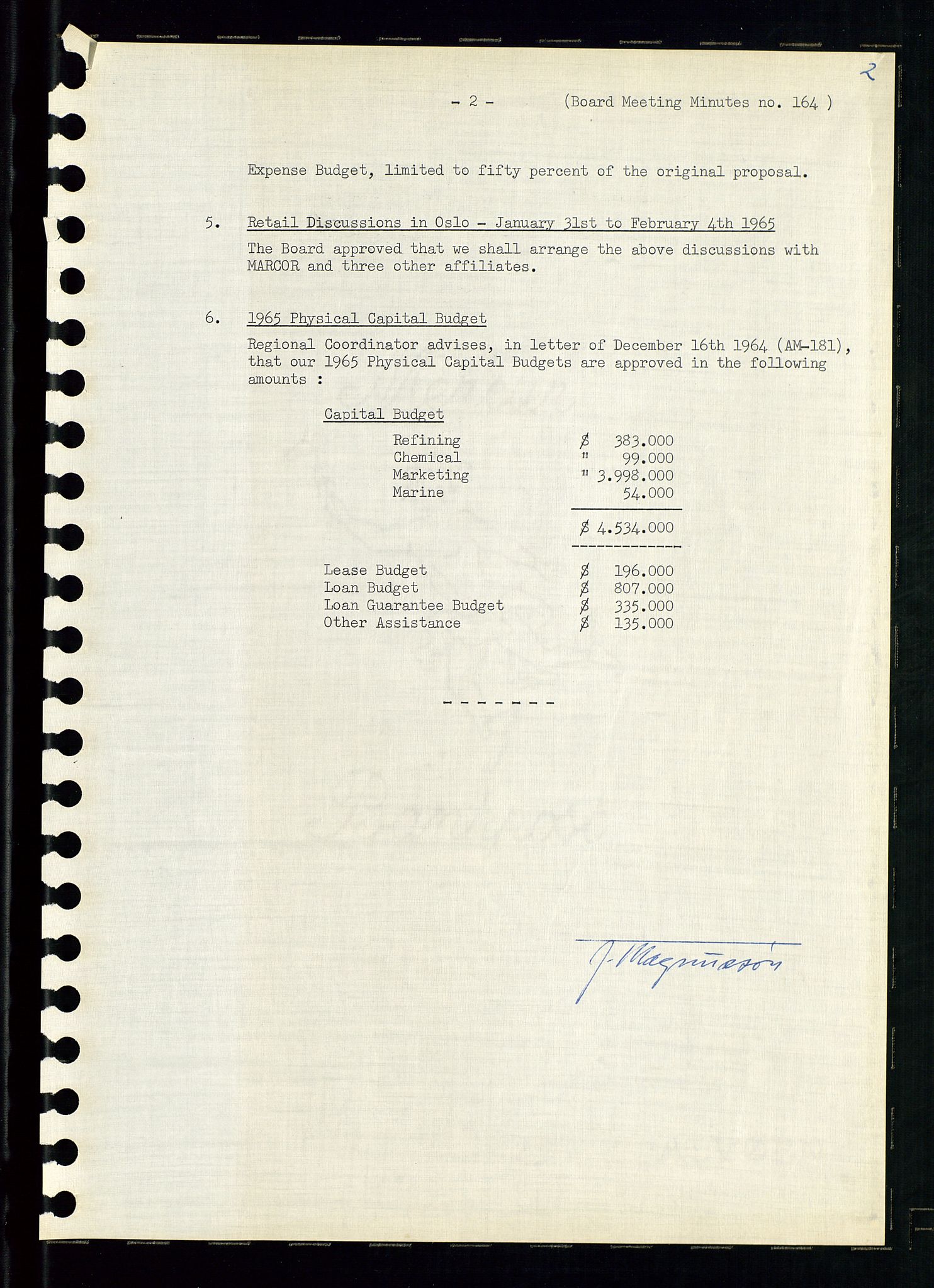 Pa 0982 - Esso Norge A/S, AV/SAST-A-100448/A/Aa/L0002/0001: Den administrerende direksjon Board minutes (styrereferater) / Den administrerende direksjon Board minutes (styrereferater), 1965, p. 165