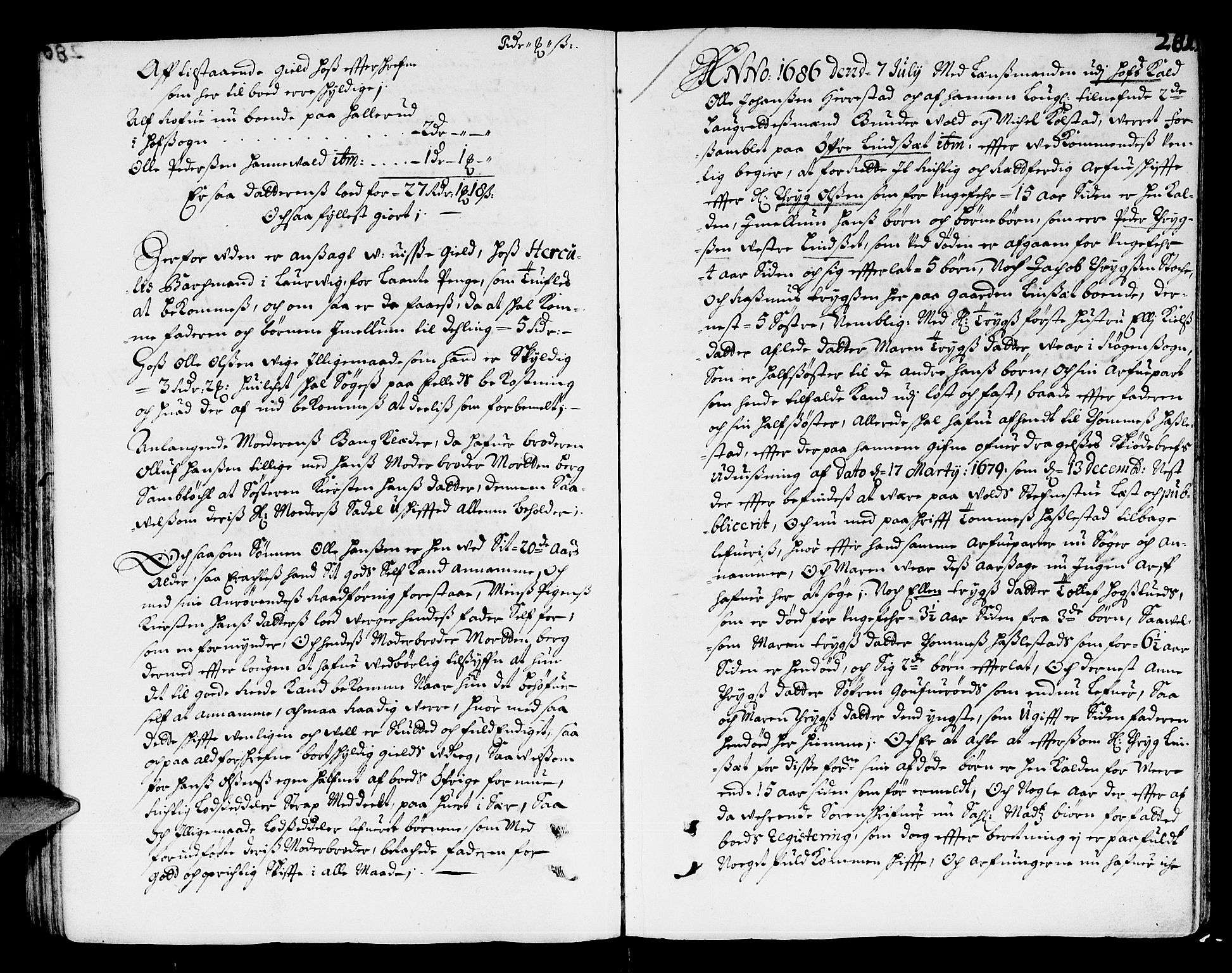 Nordre Jarlsberg sorenskriveri, SAKO/A-80/H/Hc/L0001: Skifteprotokoll, 1679-1687, p. 280b-281a