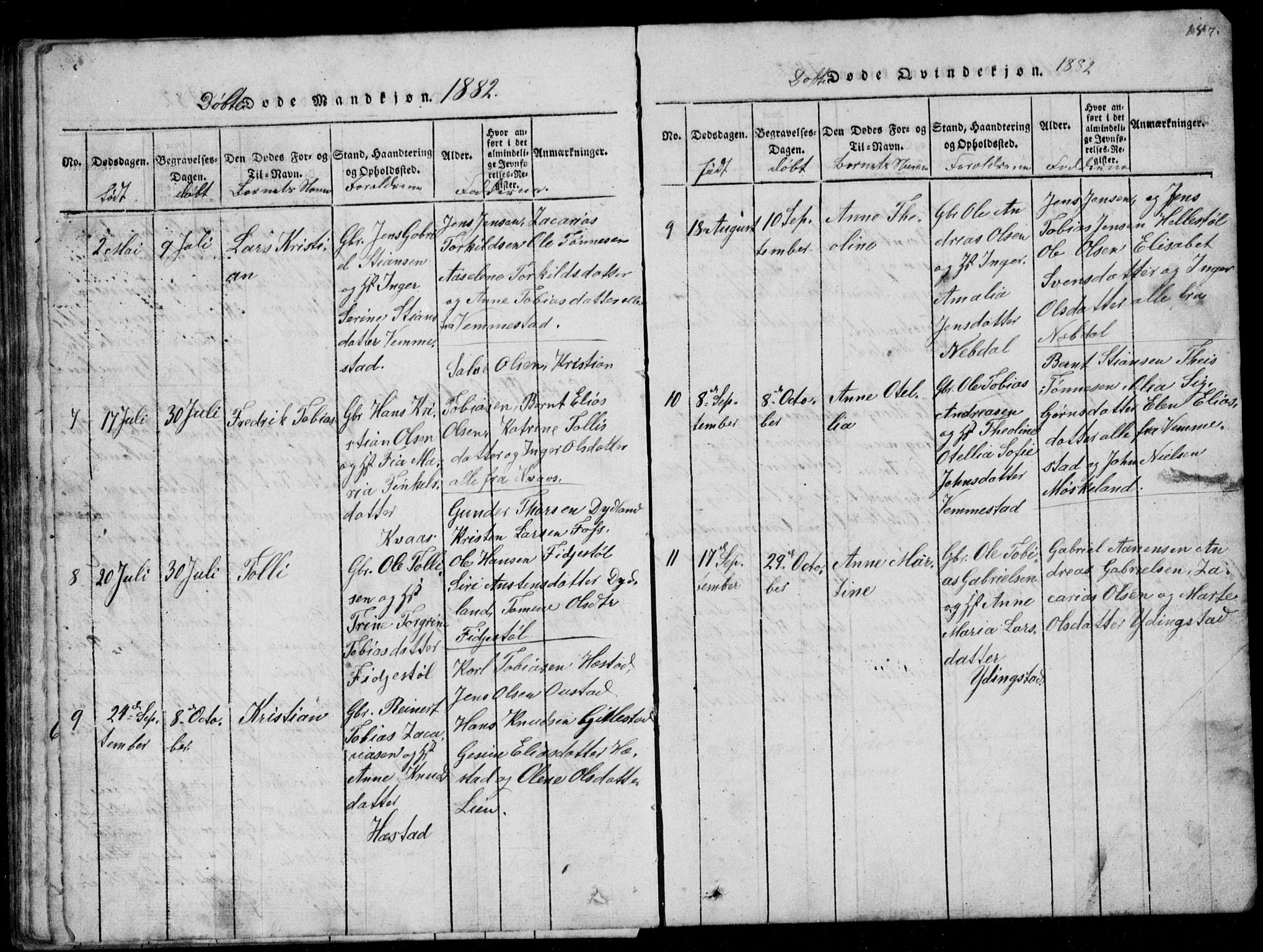 Lyngdal sokneprestkontor, AV/SAK-1111-0029/F/Fb/Fbb/L0001: Parish register (copy) no. B 1, 1816-1900, p. 187