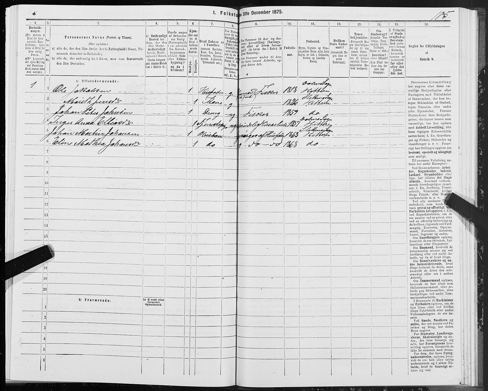 SAT, 1875 census for 1617P Hitra, 1875, p. 9185