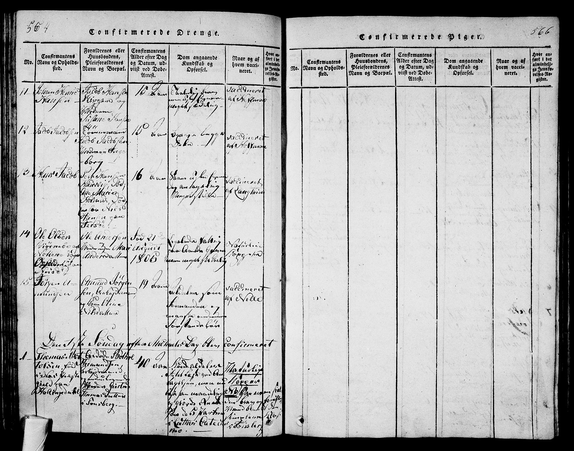 Tønsberg kirkebøker, AV/SAKO-A-330/F/Fa/L0004: Parish register (official) no. I 4, 1813-1826, p. 564-565