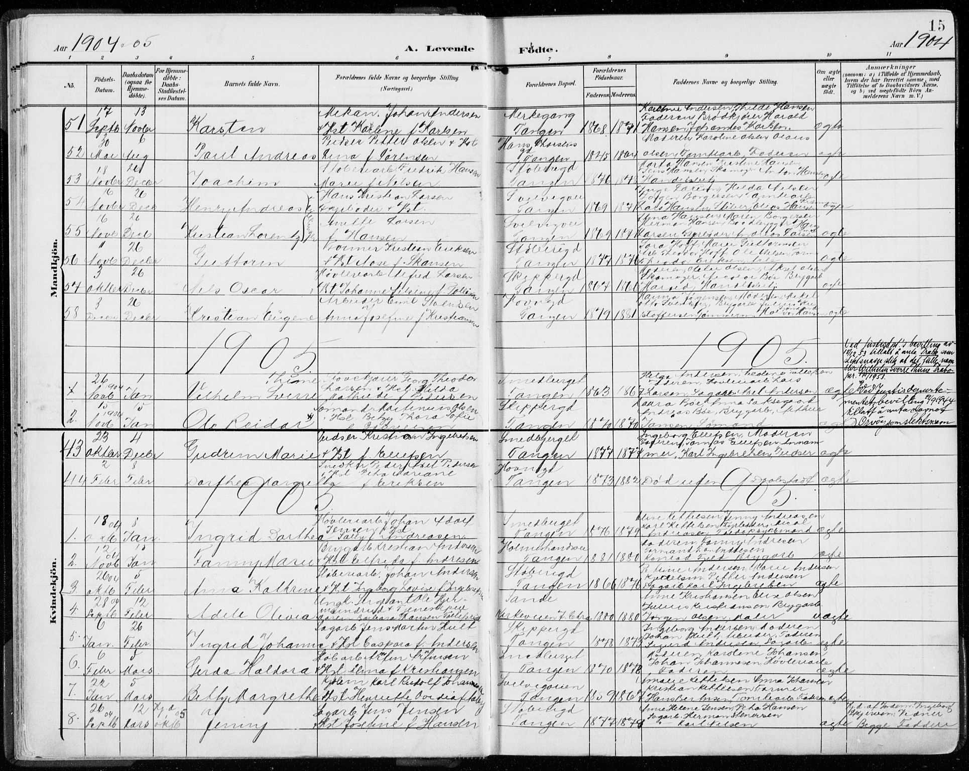 Strømsø kirkebøker, AV/SAKO-A-246/F/Fb/L0008: Parish register (official) no. II 8, 1902-1933, p. 15