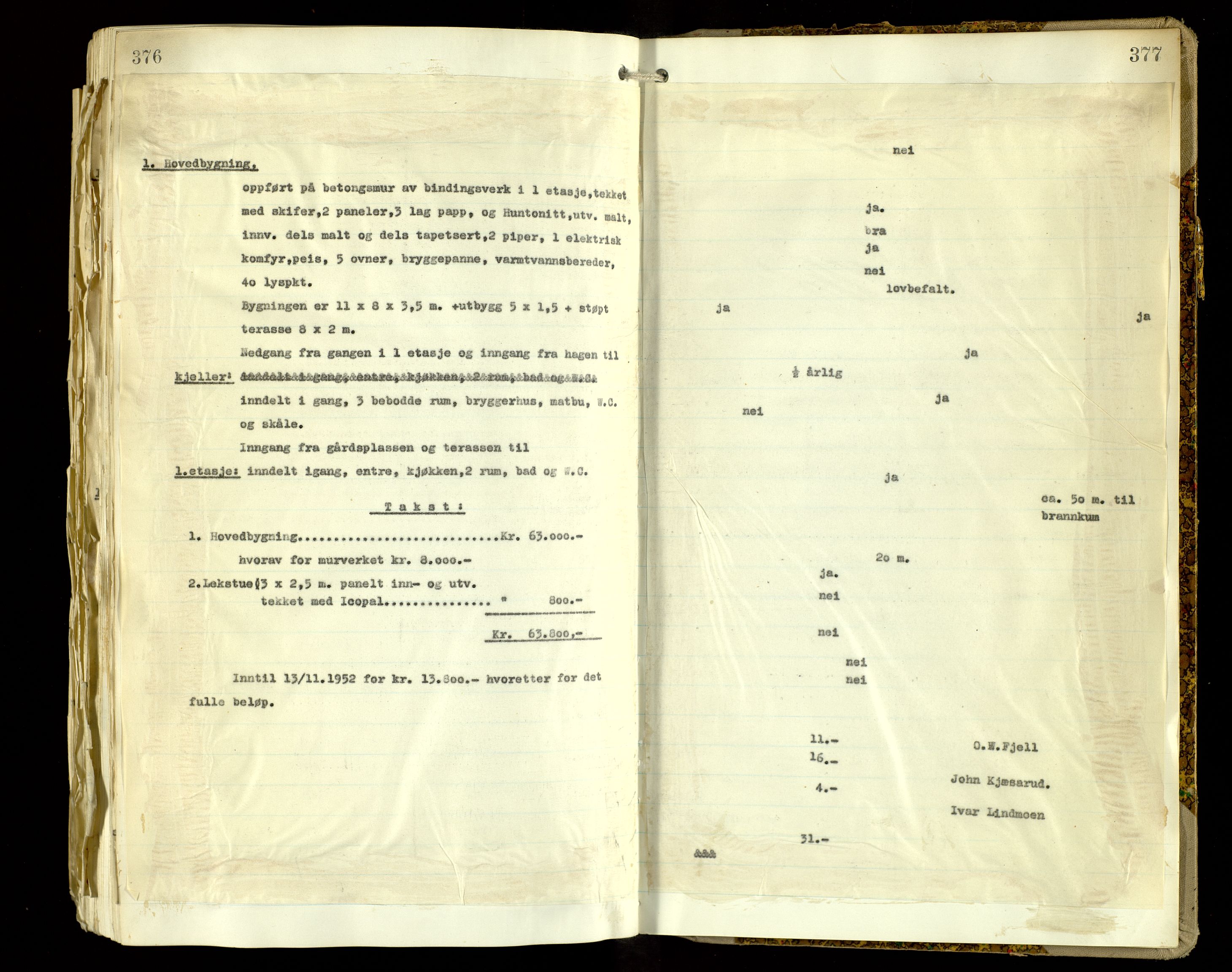 Norges Brannkasse, Vardal, AV/SAH-NBRANV-044/F/L0003: Branntakstprotokoll, 1943-1952, p. 376-377