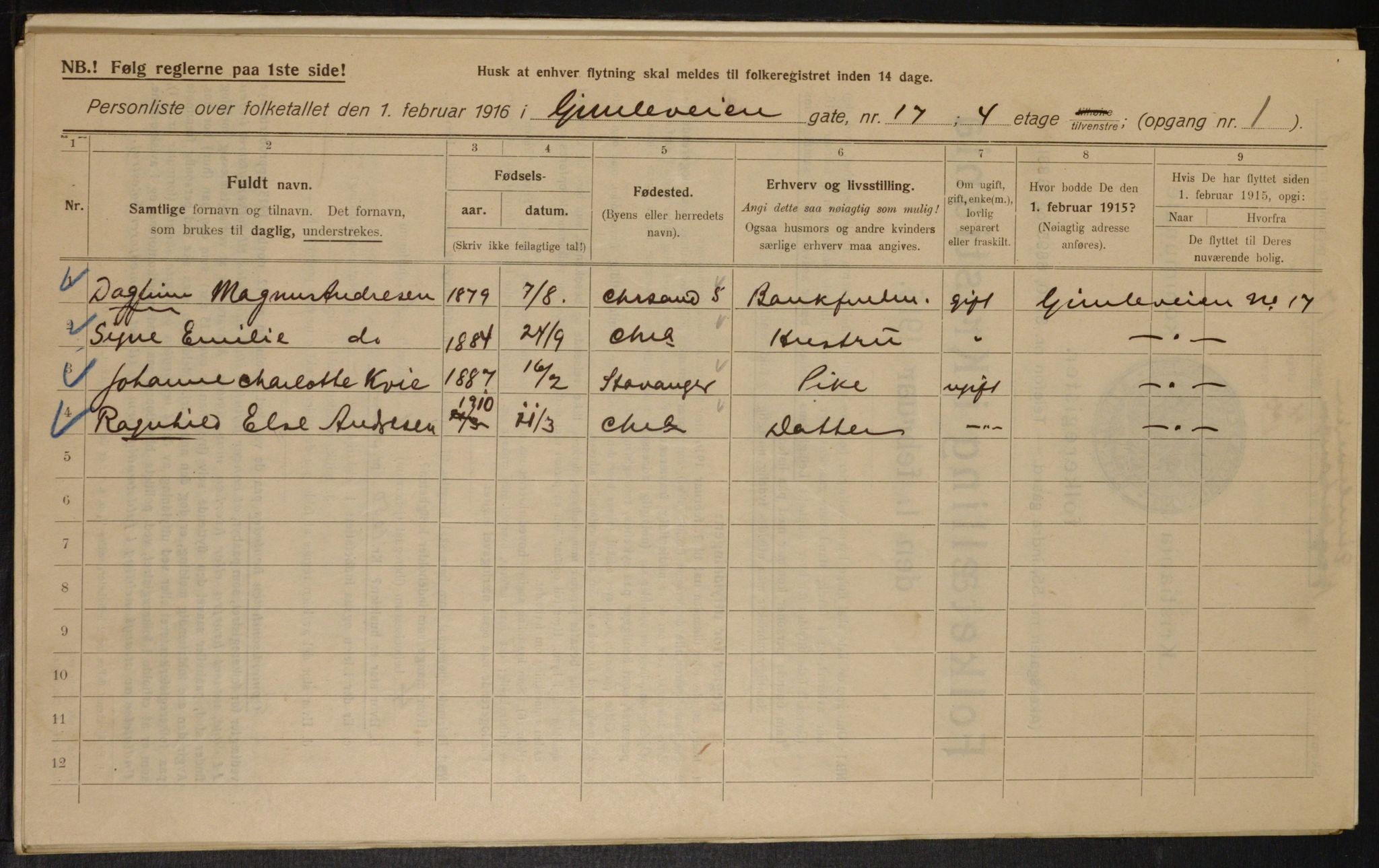 OBA, Municipal Census 1916 for Kristiania, 1916, p. 29752