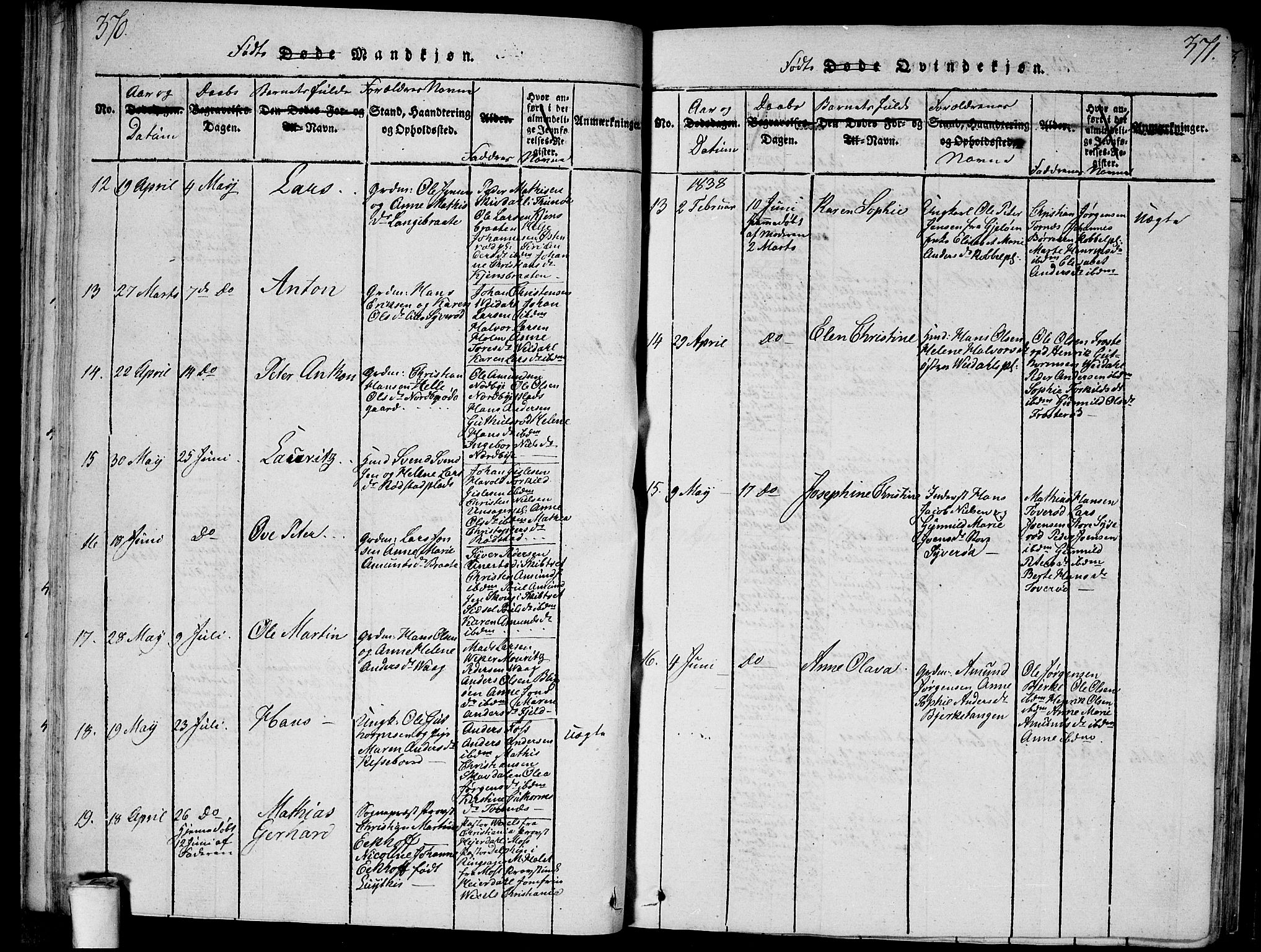 Våler prestekontor Kirkebøker, SAO/A-11083/G/Ga/L0001: Parish register (copy) no. I 1, 1815-1839, p. 370-371