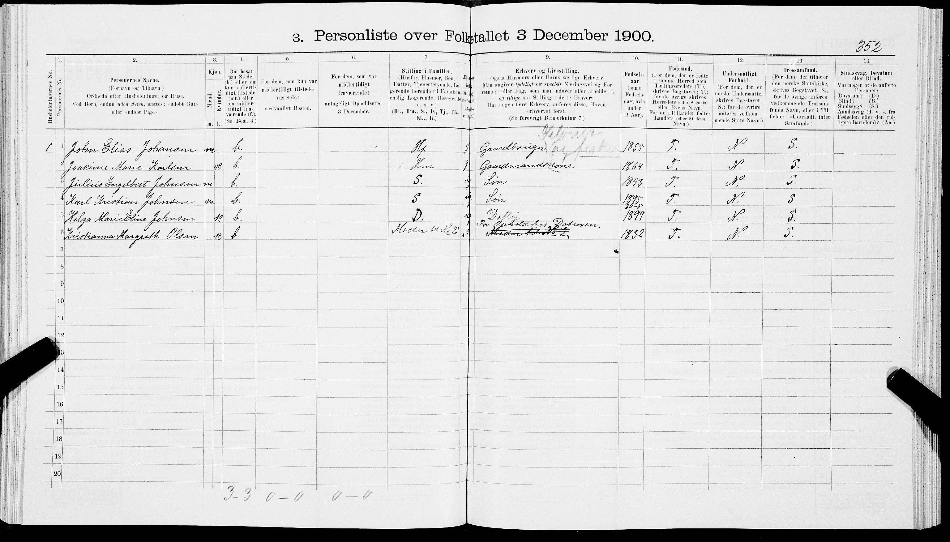 SAT, 1900 census for Hamarøy, 1900, p. 842