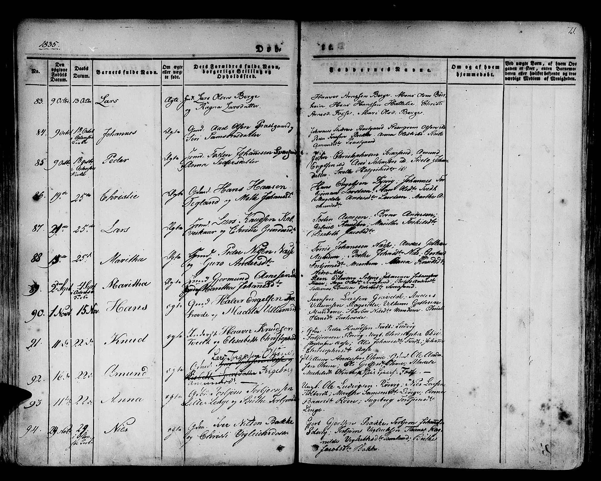 Strandebarm sokneprestembete, AV/SAB-A-78401/H/Haa: Parish register (official) no. A 6, 1826-1843, p. 71