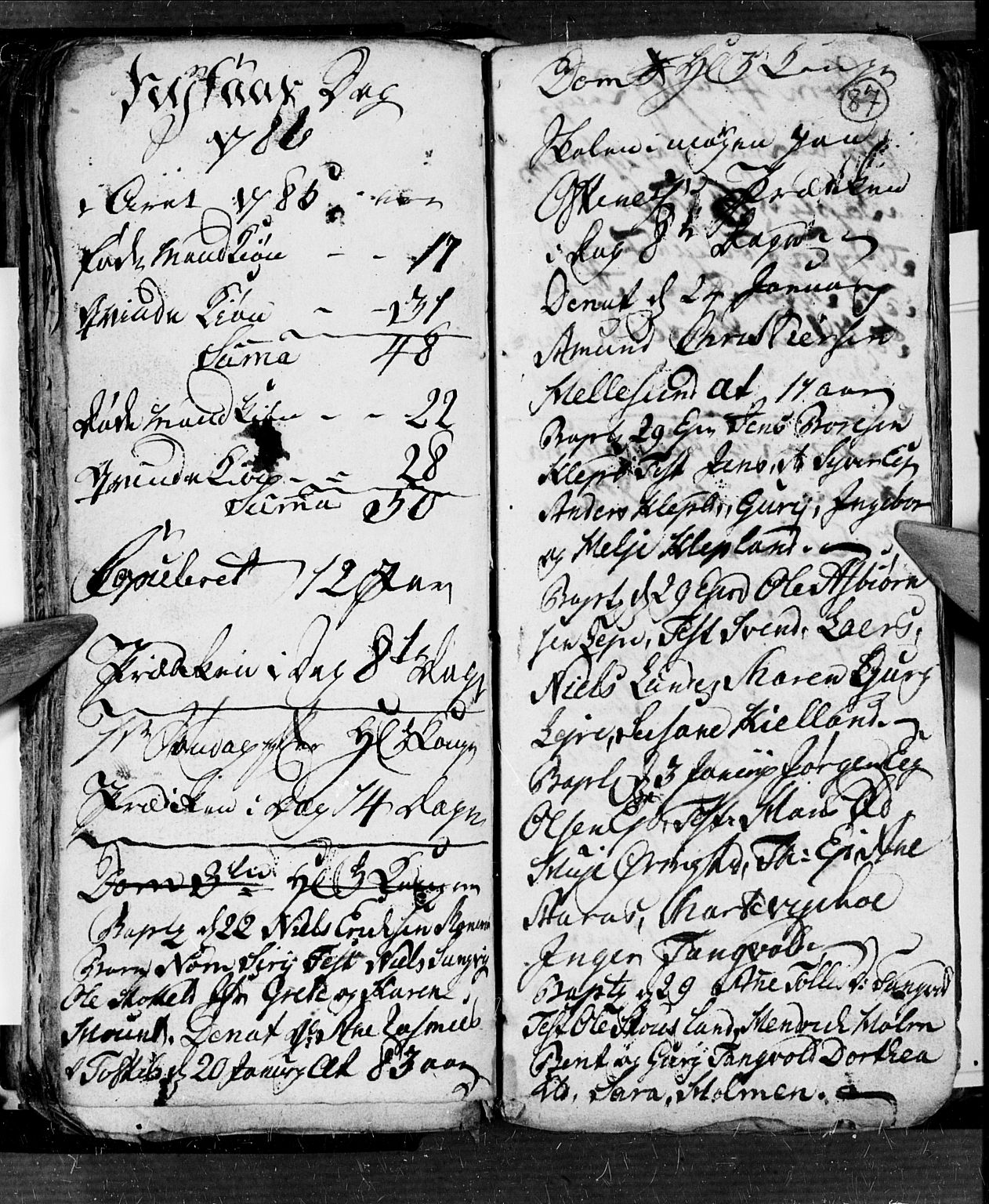 SAK, Søgne sokneprestkontor, SAK/1111-0037/F/Fb/Fbb/L0001Parish register (copy) no. B 1, 1779-1802, p. 87
