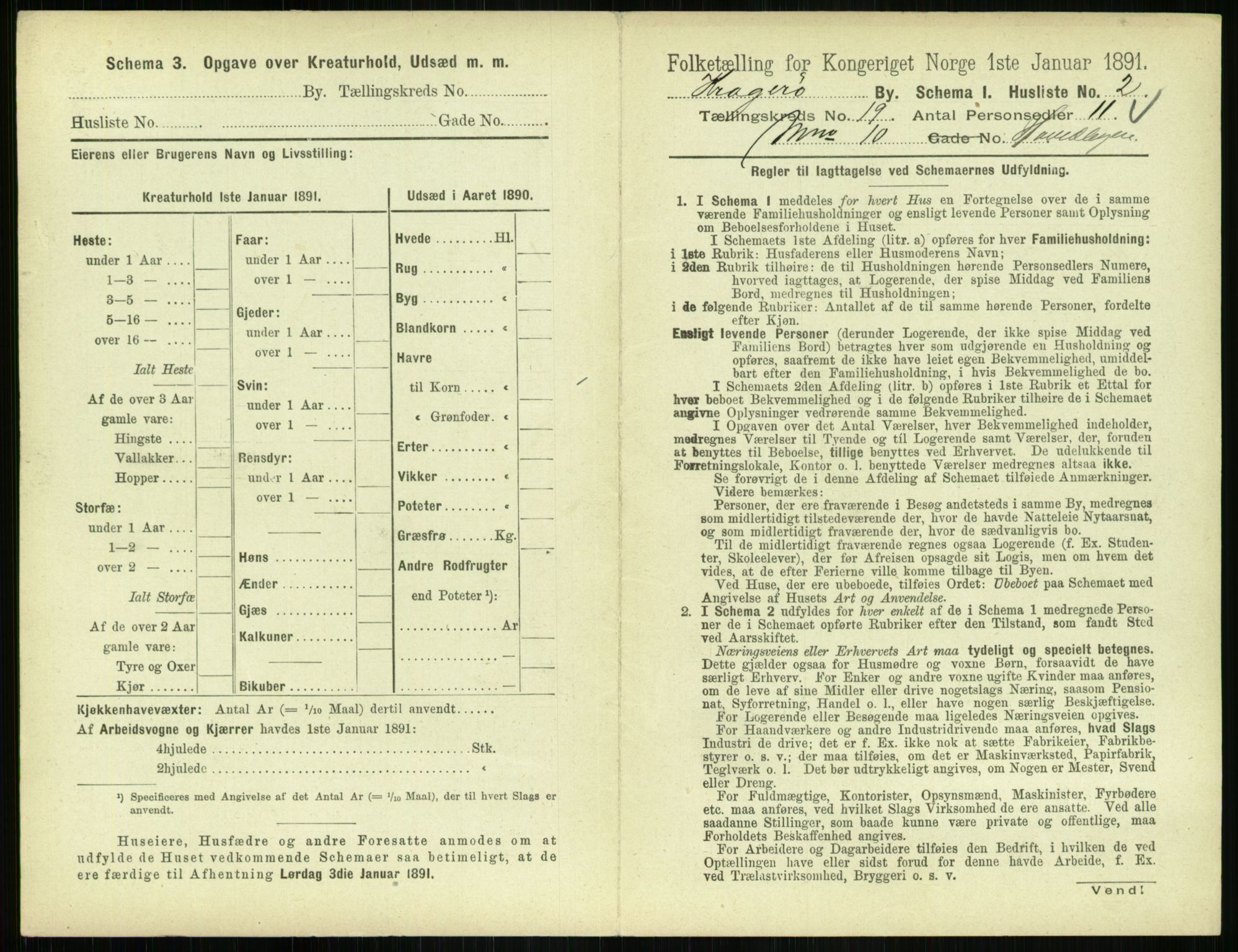 RA, 1891 census for 0801 Kragerø, 1891, p. 798