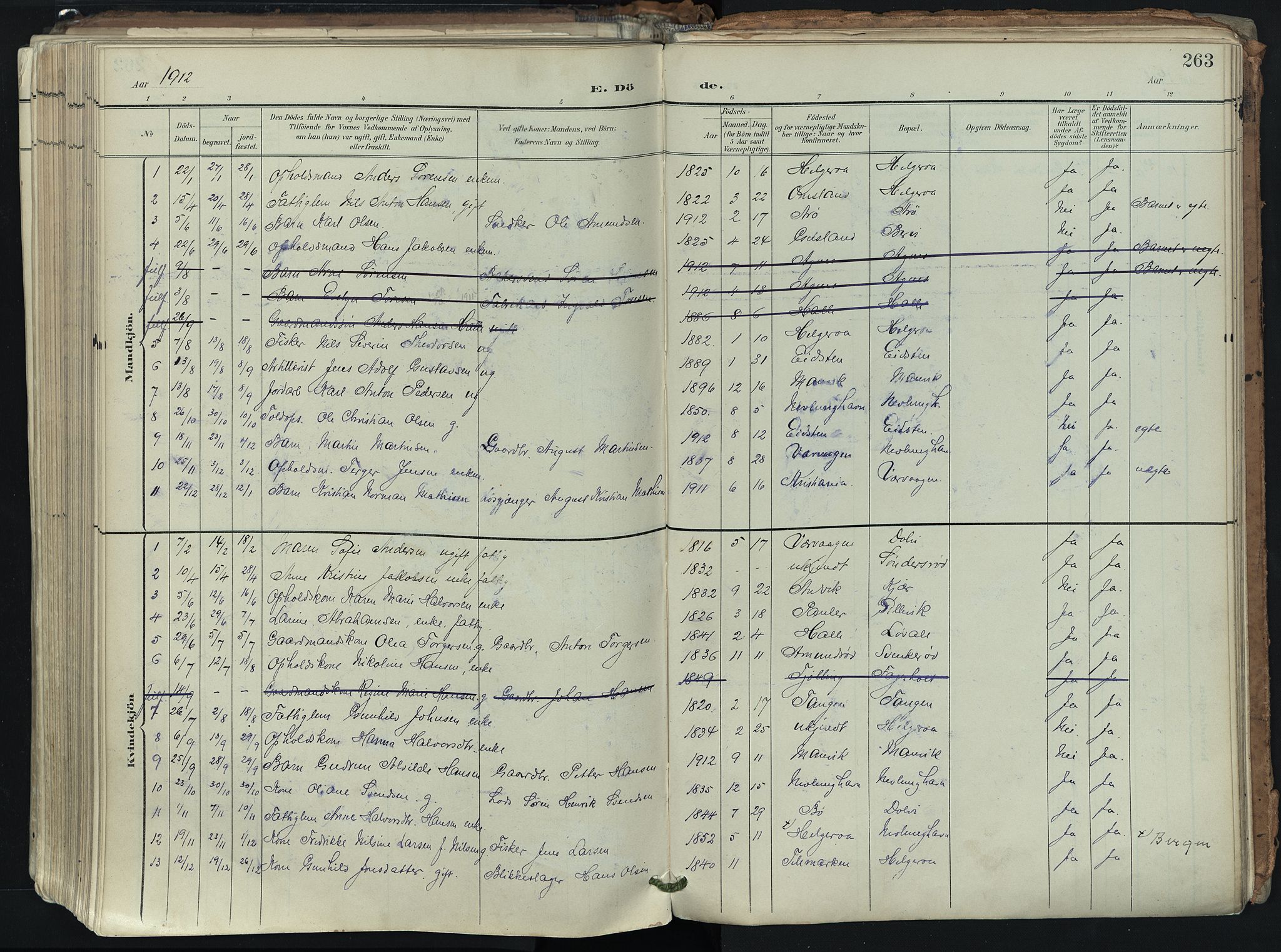 Brunlanes kirkebøker, SAKO/A-342/F/Fb/L0003: Parish register (official) no. II 3, 1900-1922, p. 263