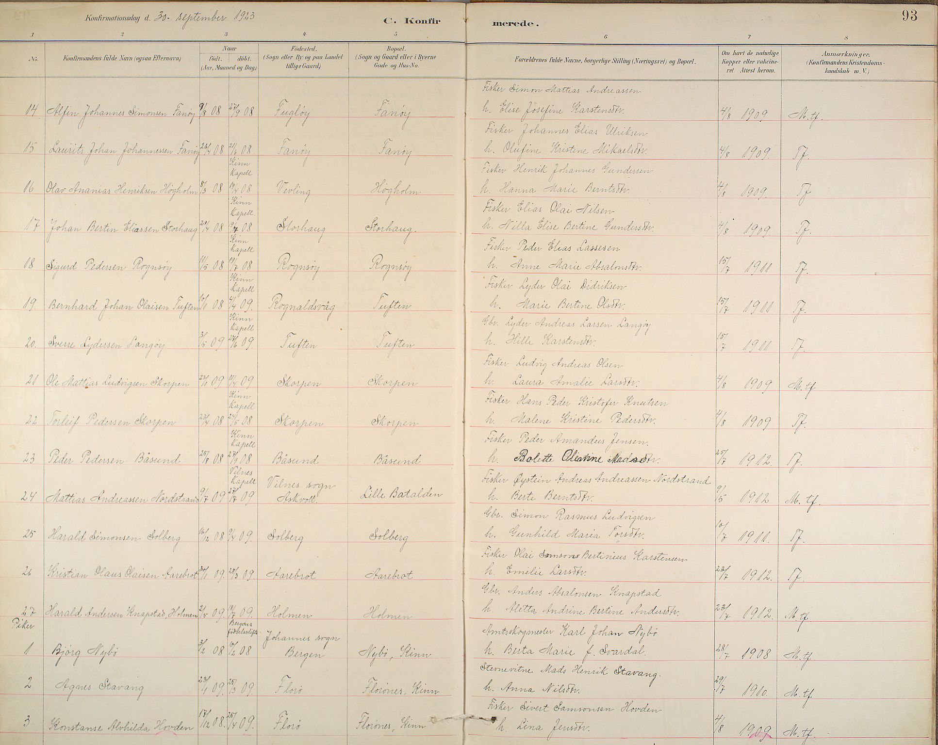 Kinn sokneprestembete, SAB/A-80801/H/Haa/Haab/L0006: Parish register (official) no. B 6, 1883-1925, p. 93