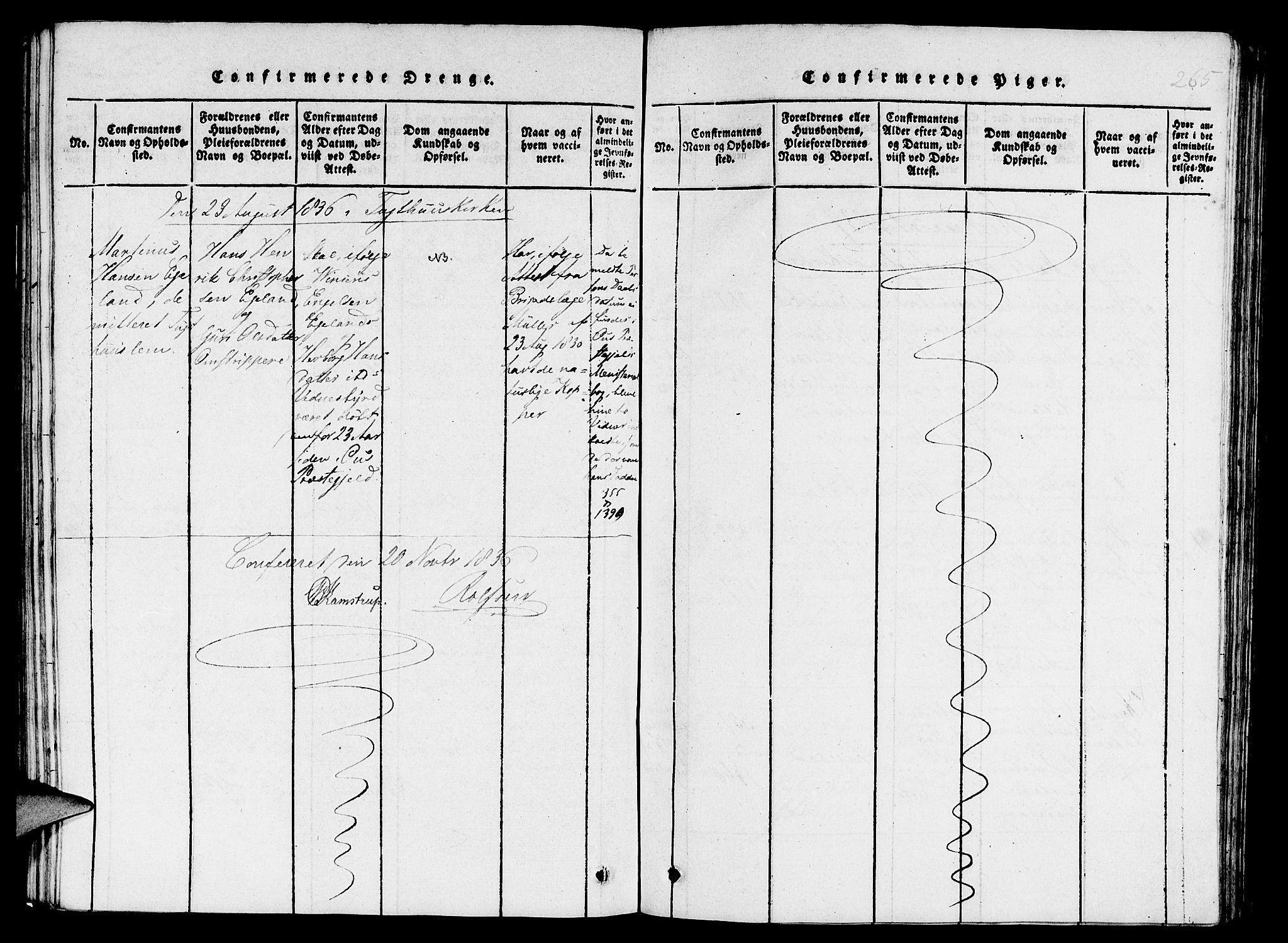 St. Jørgens hospital og Årstad sokneprestembete, AV/SAB-A-99934: Parish register (copy) no. A 1, 1816-1843, p. 265