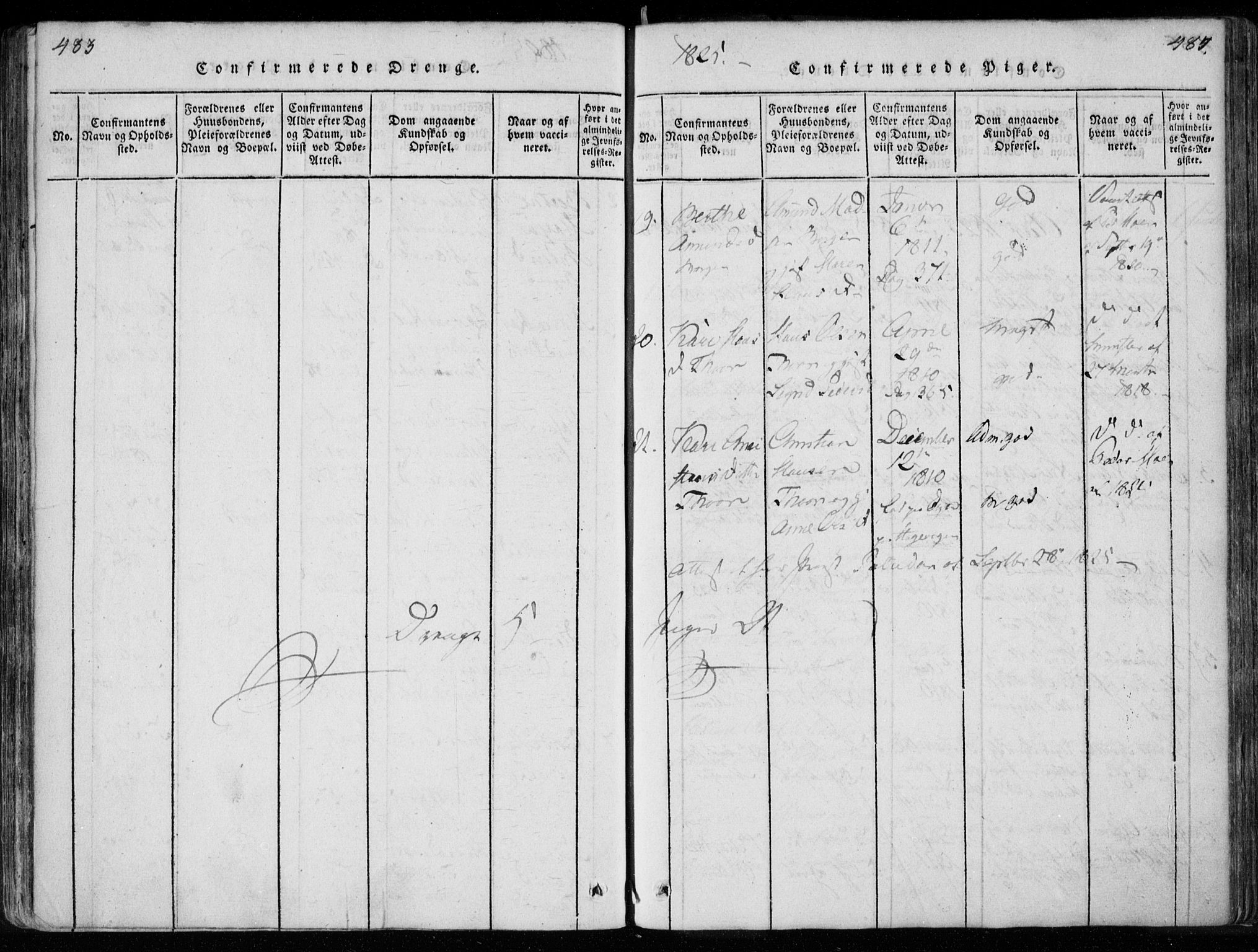 Modum kirkebøker, AV/SAKO-A-234/F/Fa/L0005: Parish register (official) no. 5, 1824-1841, p. 483-484