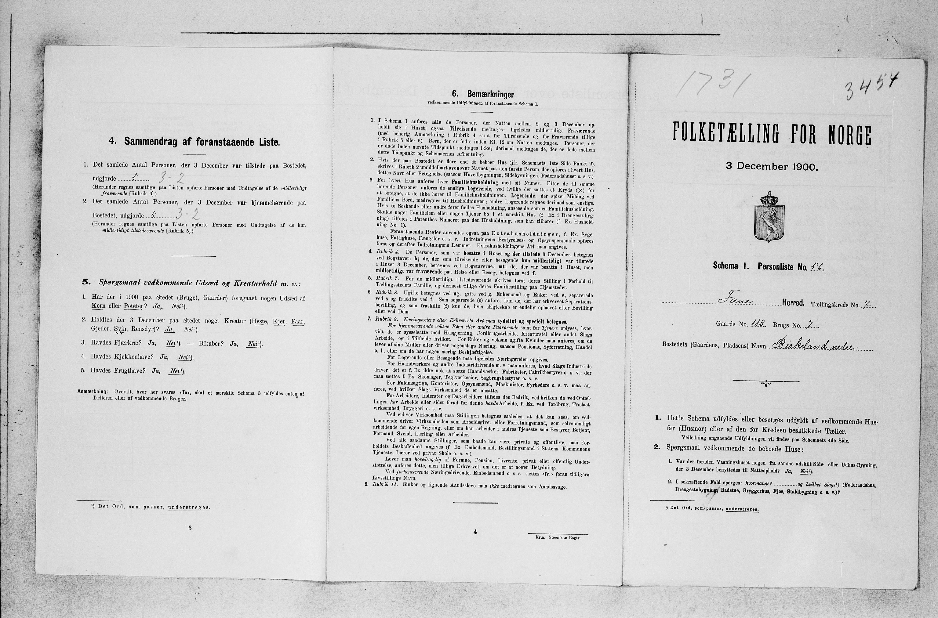 SAB, 1900 census for Fana, 1900, p. 72