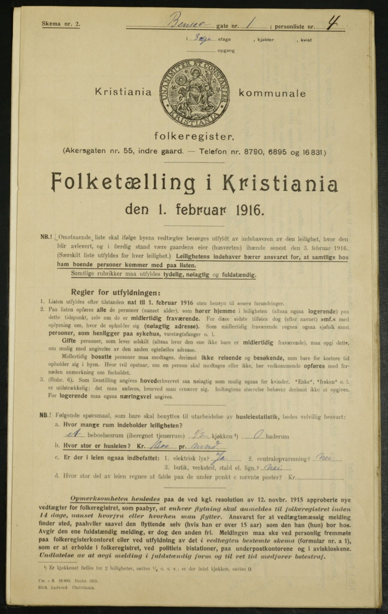 OBA, Municipal Census 1916 for Kristiania, 1916, p. 3571