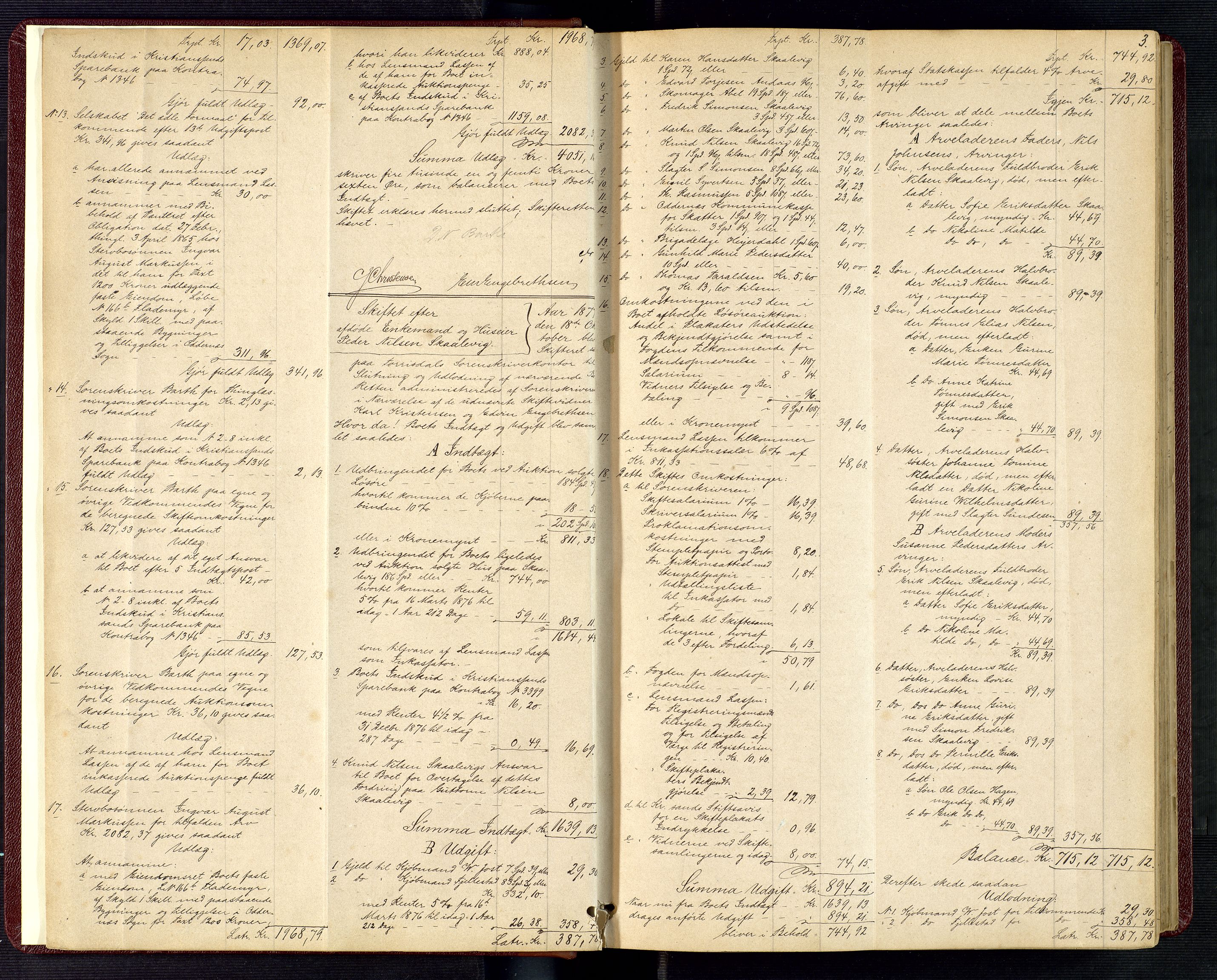 Torridal sorenskriveri, AV/SAK-1221-0012/H/Hc/L0034: Skifteutlodningsprotokoll med navneregister nr. 3, 1877-1888, p. 3