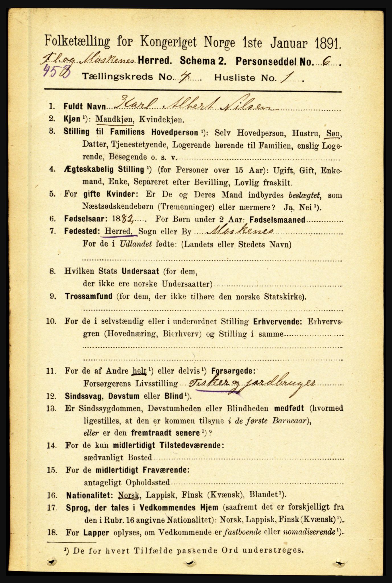 RA, 1891 census for 1859 Flakstad, 1891, p. 1866