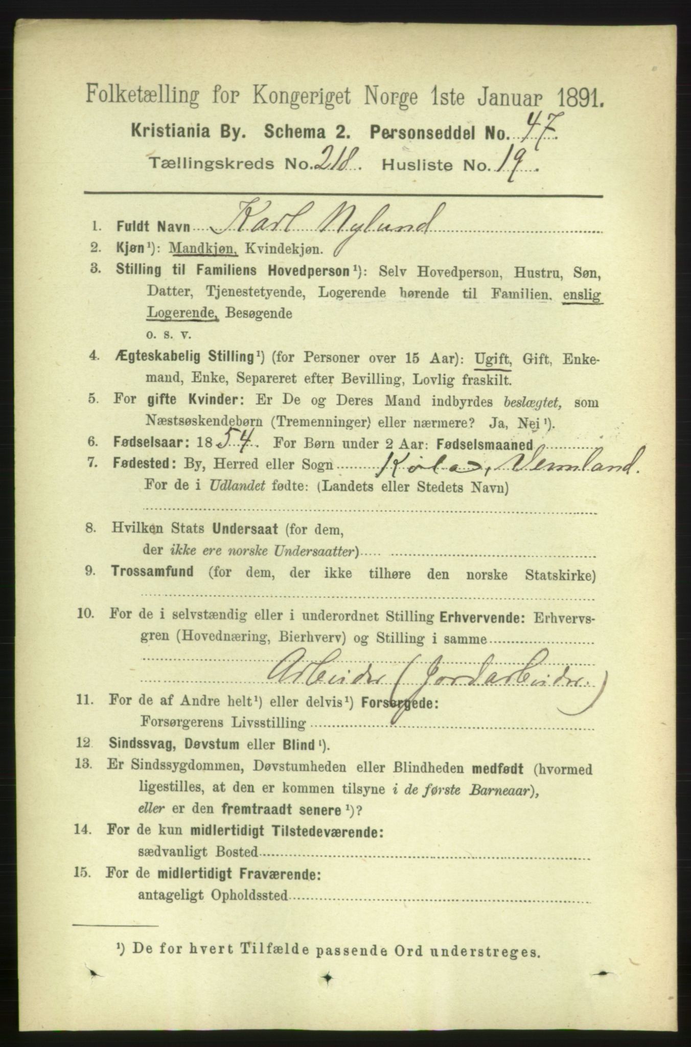 RA, 1891 census for 0301 Kristiania, 1891, p. 129519