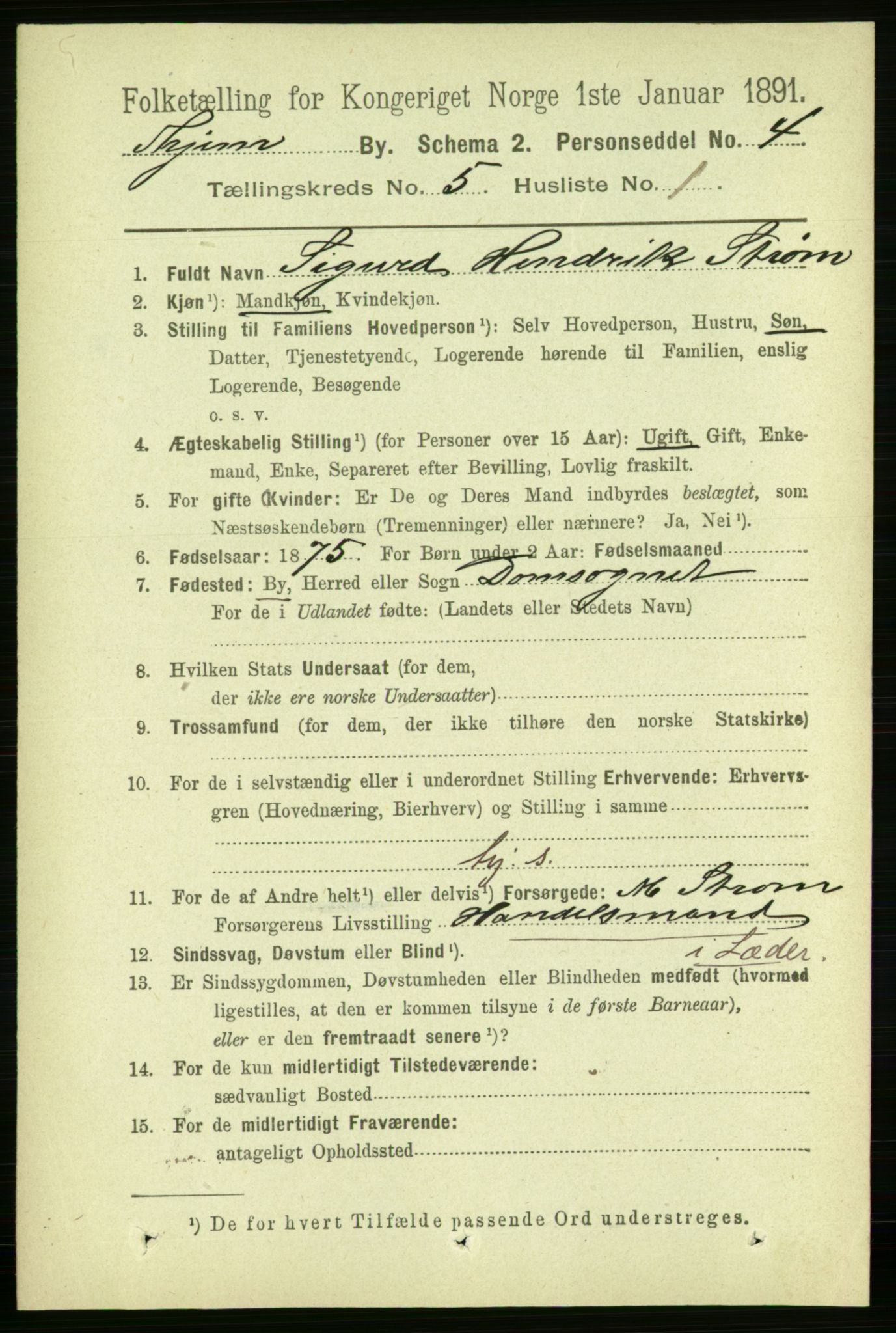 RA, 1891 census for 1601 Trondheim, 1891, p. 4642