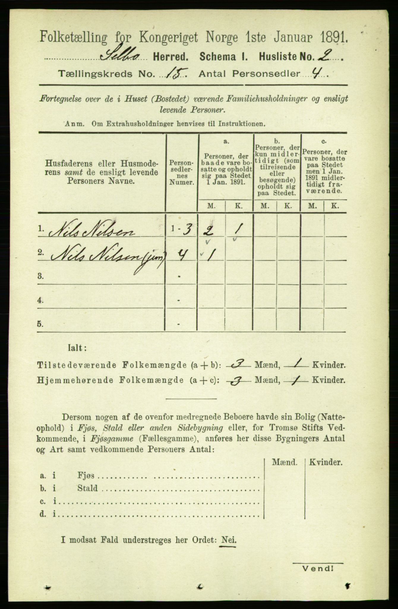 RA, 1891 census for 1664 Selbu, 1891, p. 5494