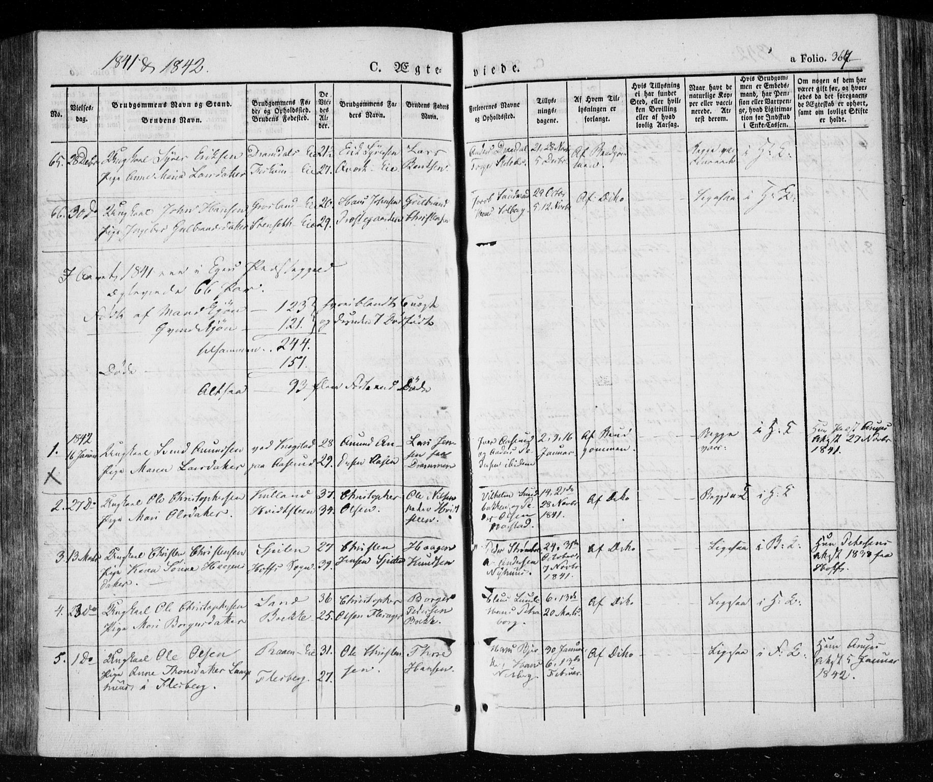 Eiker kirkebøker, SAKO/A-4/F/Fa/L0013a: Parish register (official) no. I 13A, 1832-1845, p. 367