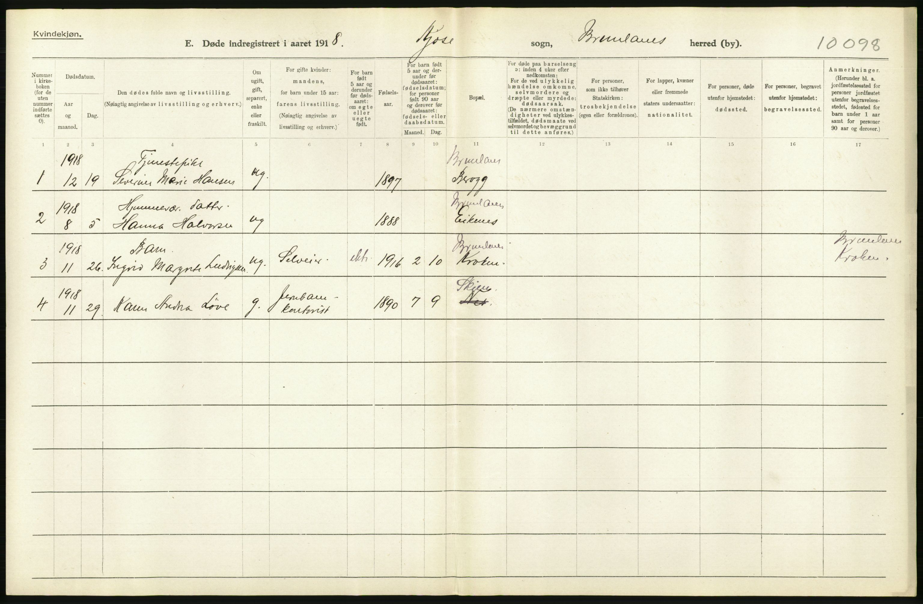 Statistisk sentralbyrå, Sosiodemografiske emner, Befolkning, AV/RA-S-2228/D/Df/Dfb/Dfbh/L0023: Vestfold fylke: Døde. Bygder og byer., 1918, p. 344