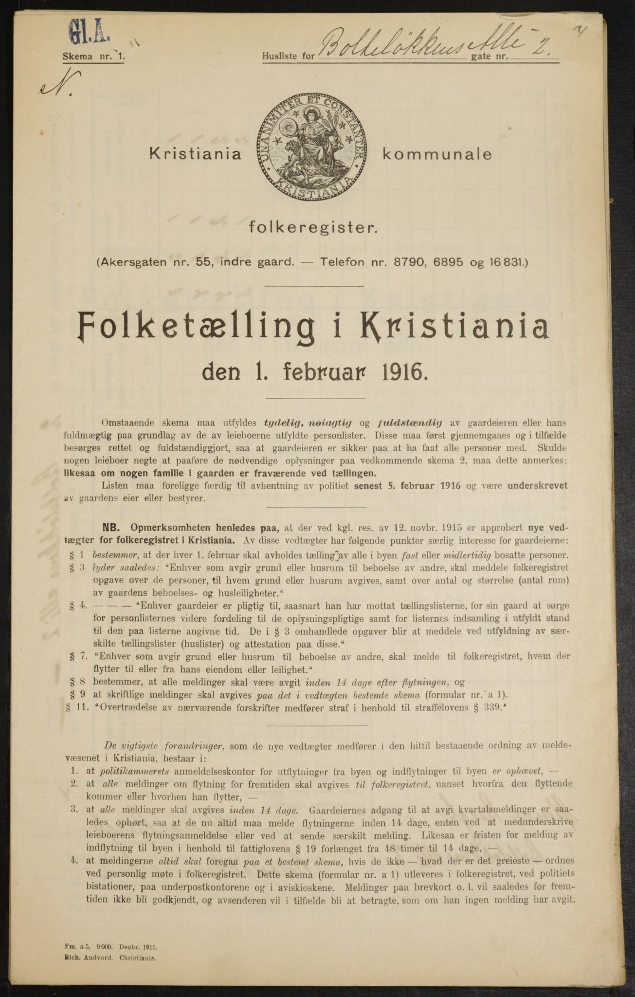 OBA, Municipal Census 1916 for Kristiania, 1916, p. 7660