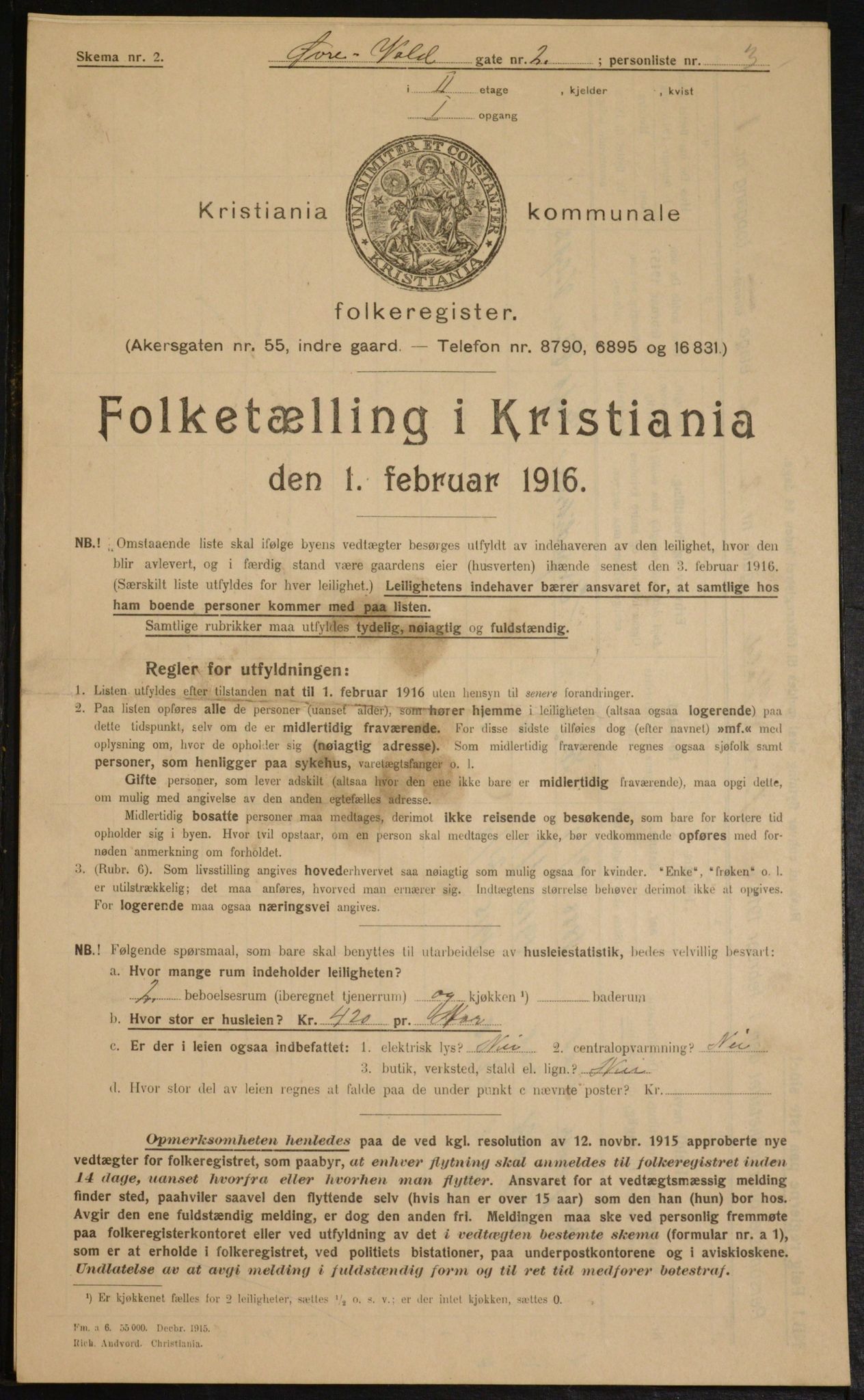 OBA, Municipal Census 1916 for Kristiania, 1916, p. 133796